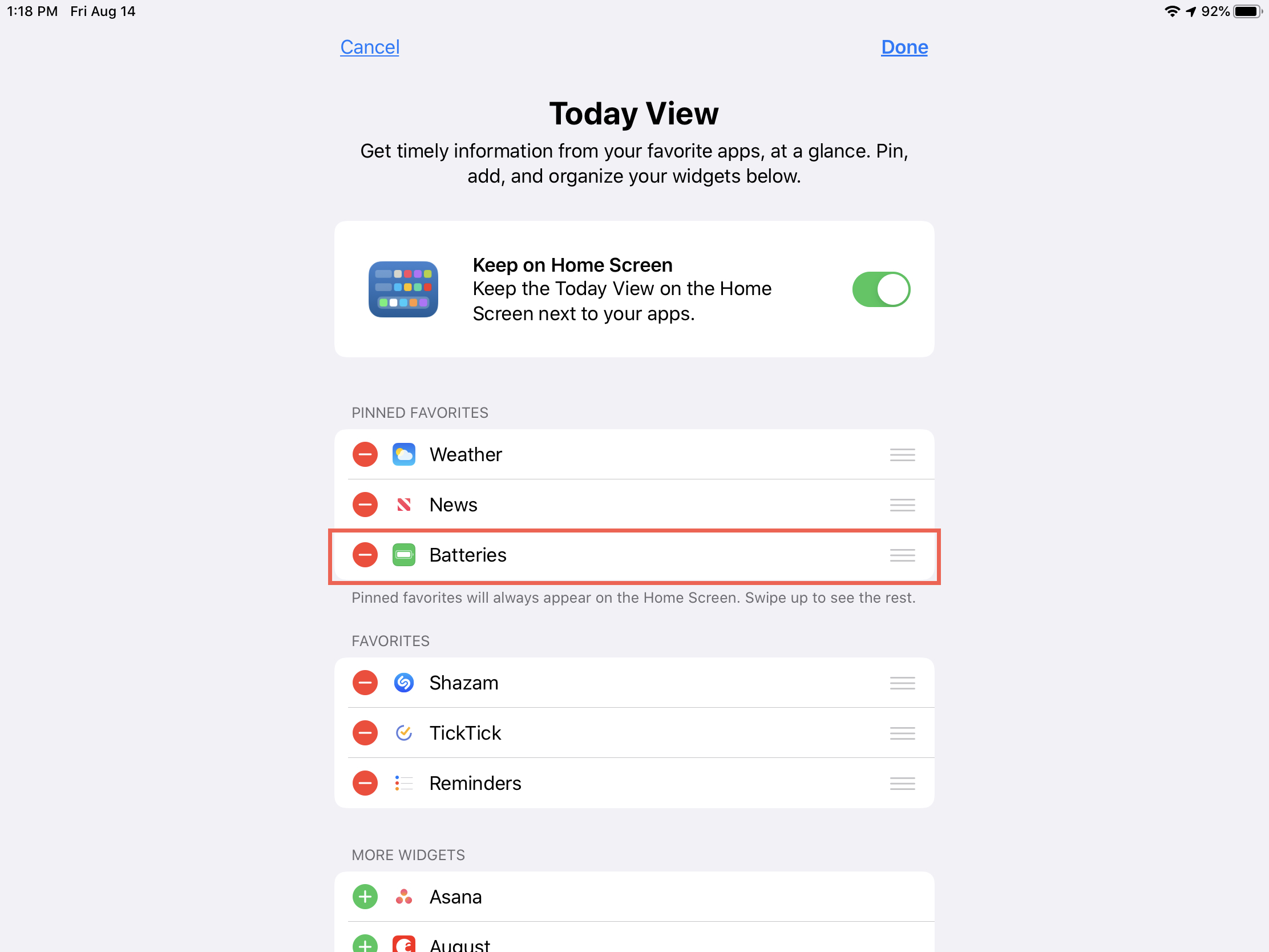 Aggiungi Battery Widget su iPadOS 13 per vedere la percentuale della batteria di Apple Pencil