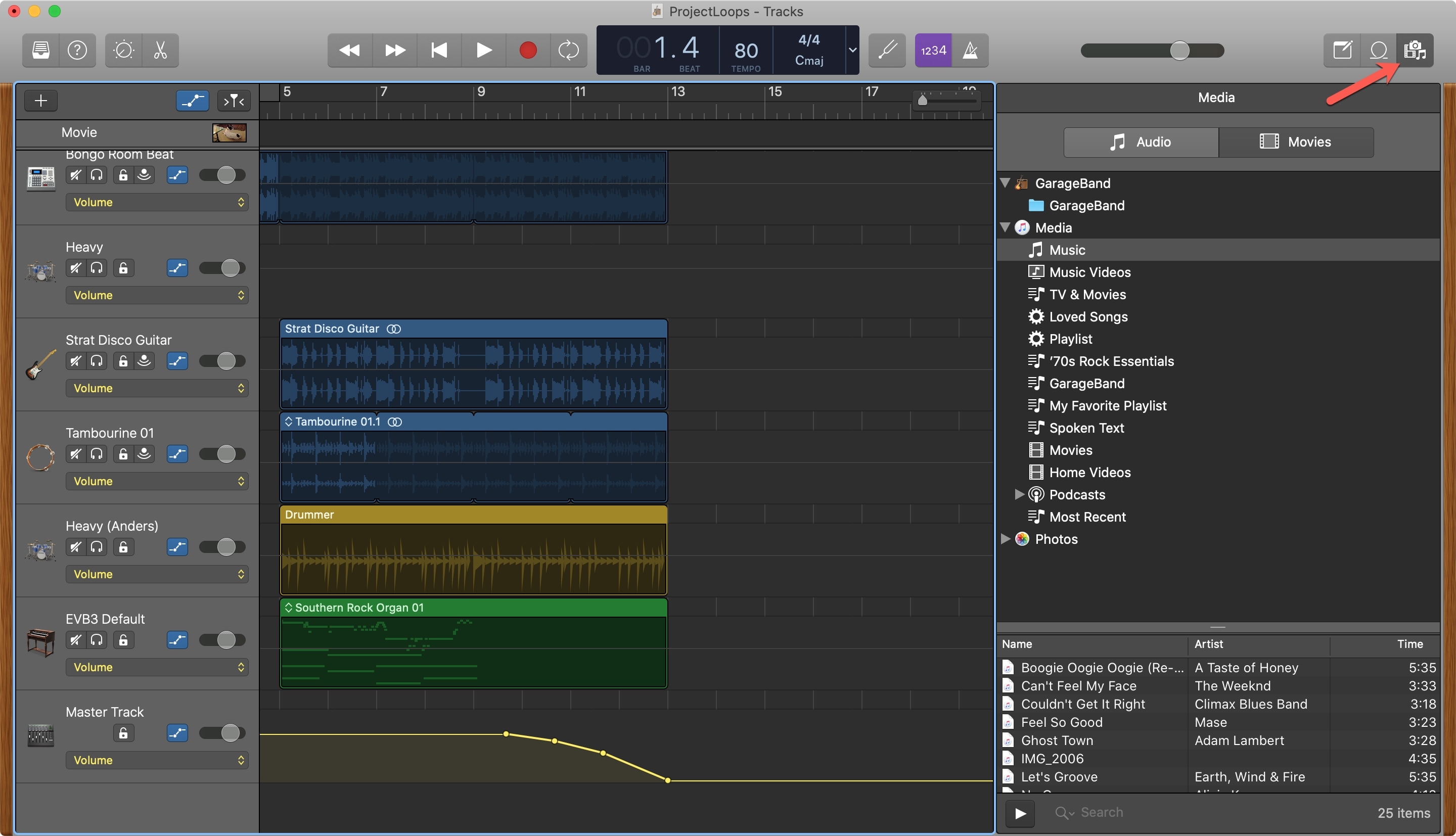 Apri Browser multimediale GarageBand Mac