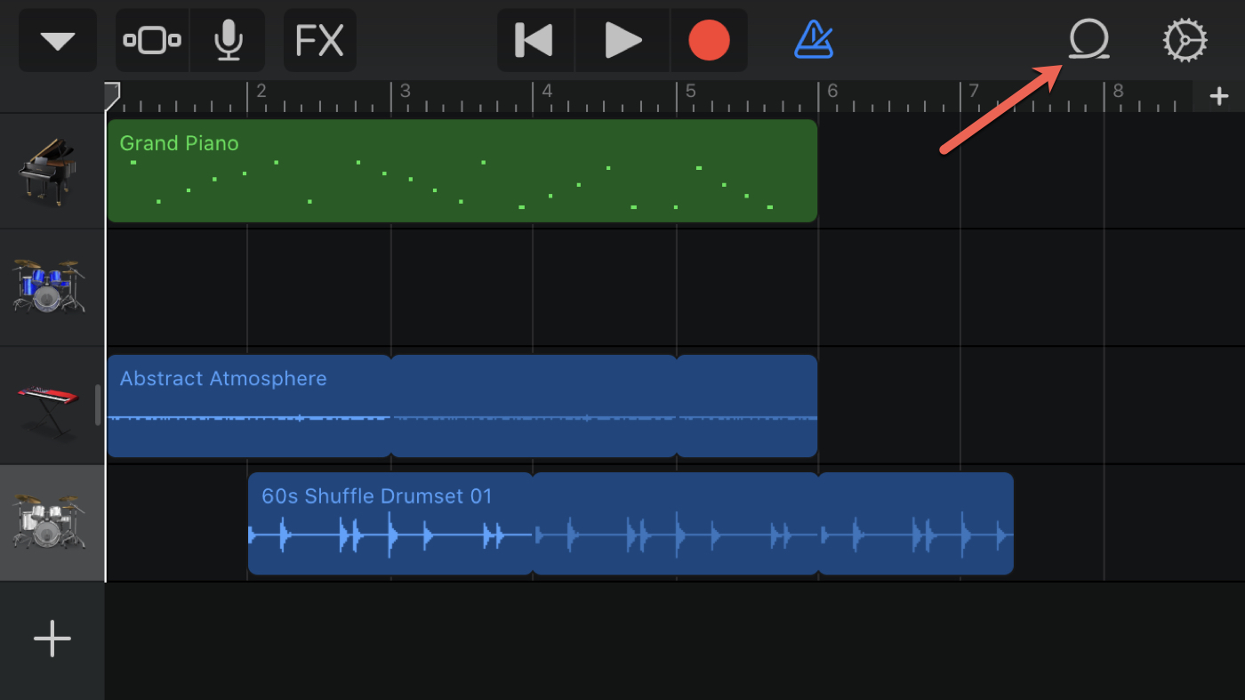 Pulsante GarageBand Loops iPhone