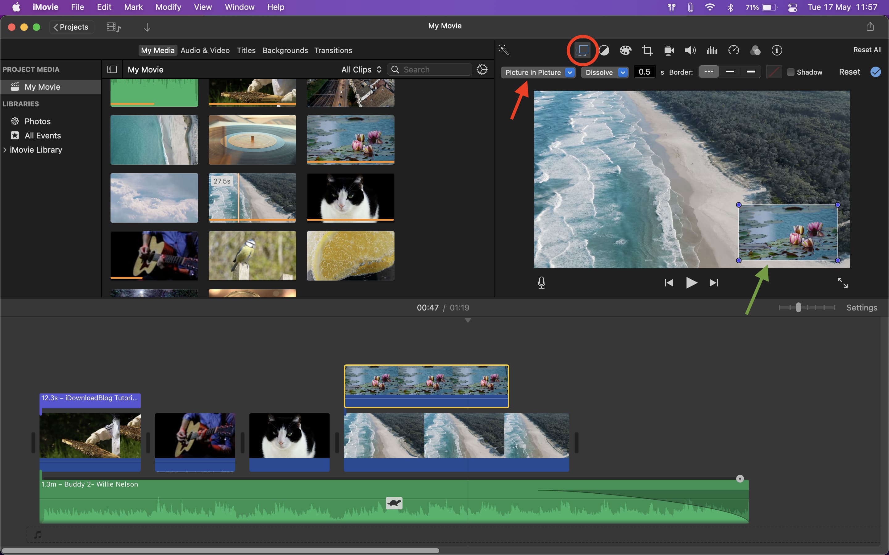 Picture in Picture in iMovie su Mac