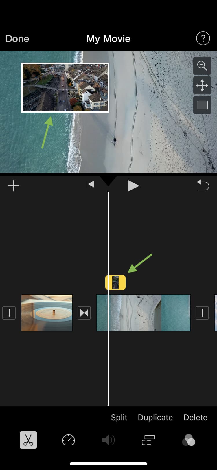 Picture in Picture riuscito in iOS iMovie