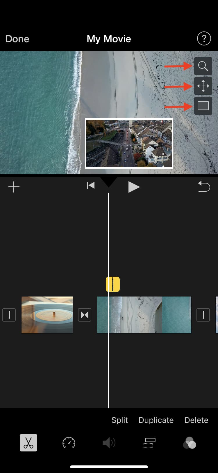 Modifica le impostazioni Picture in Picture in iOS iMovie