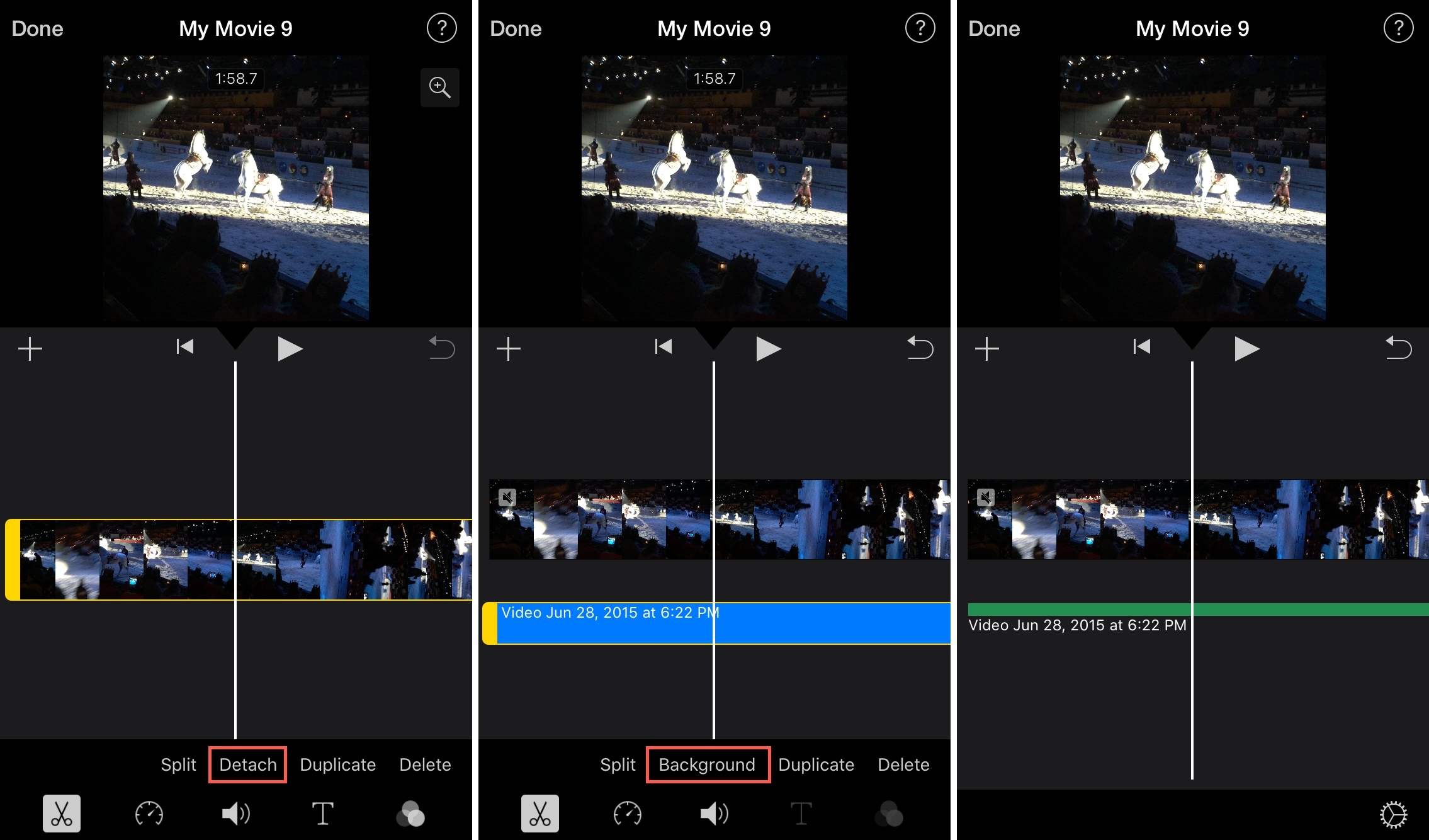 Scollega Audio iMovie iPhone