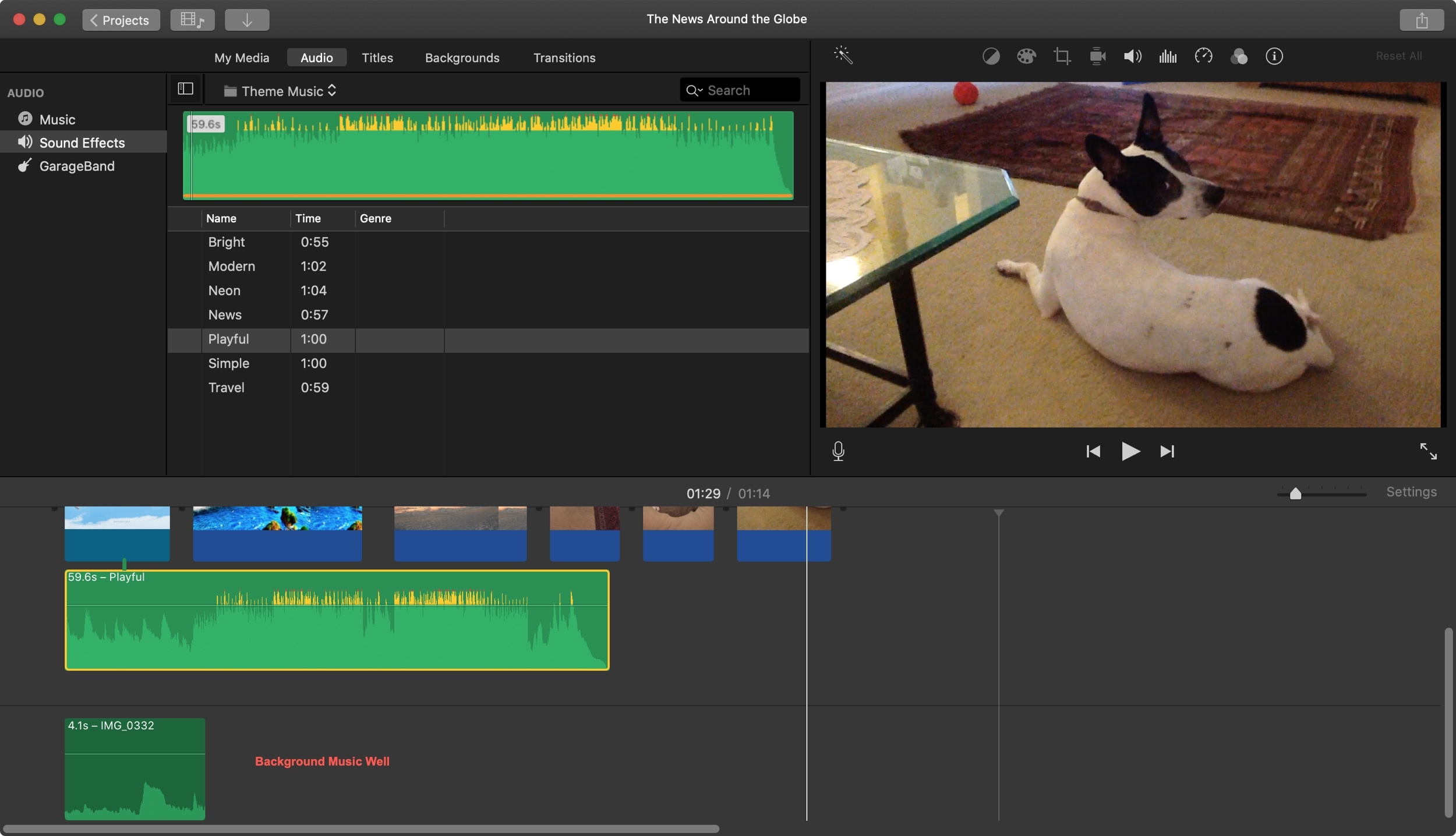 Passa a Musica di sottofondo Bene iMovie Mac