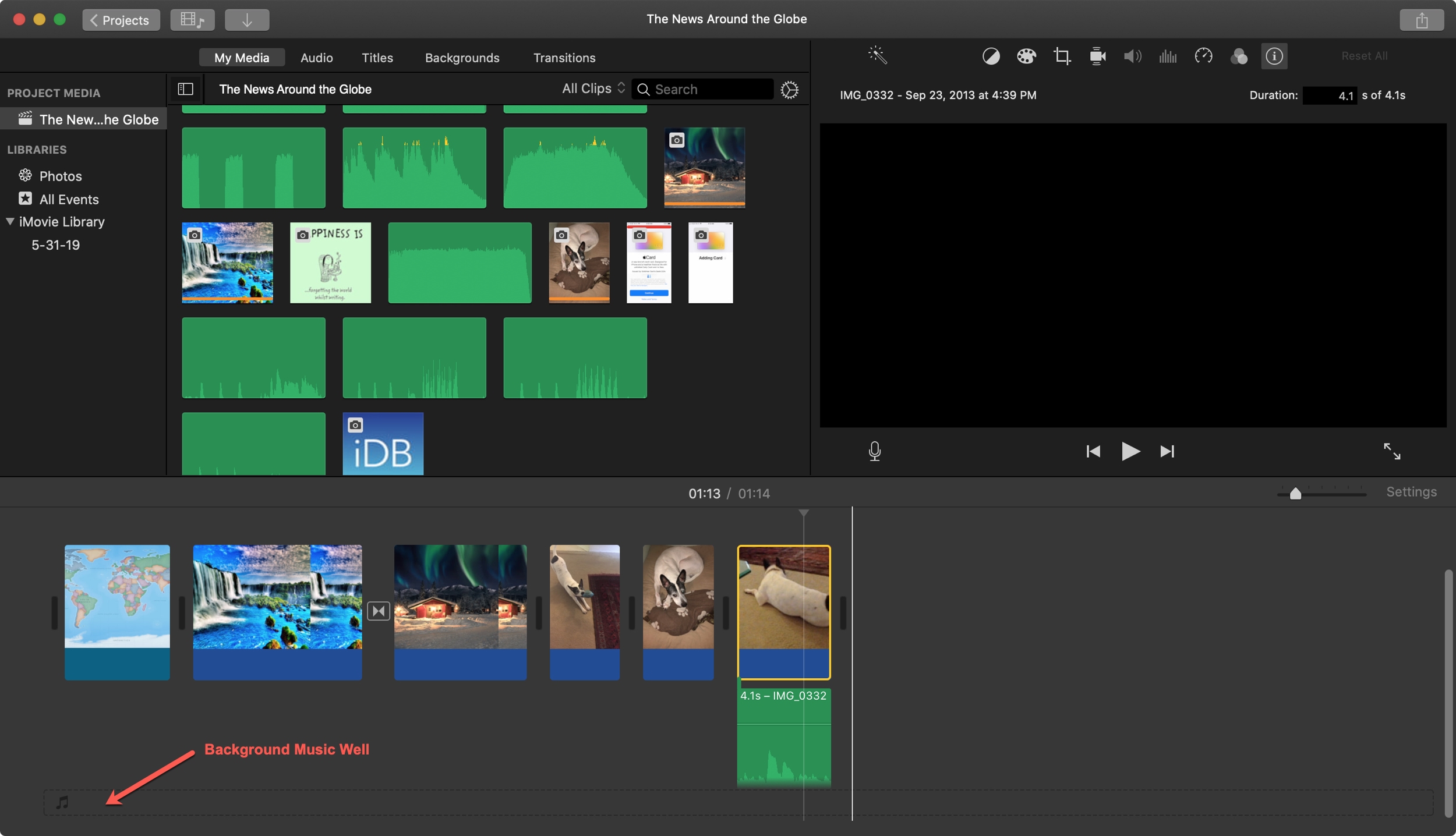 Musica di sottofondo Bene iMovie Mac