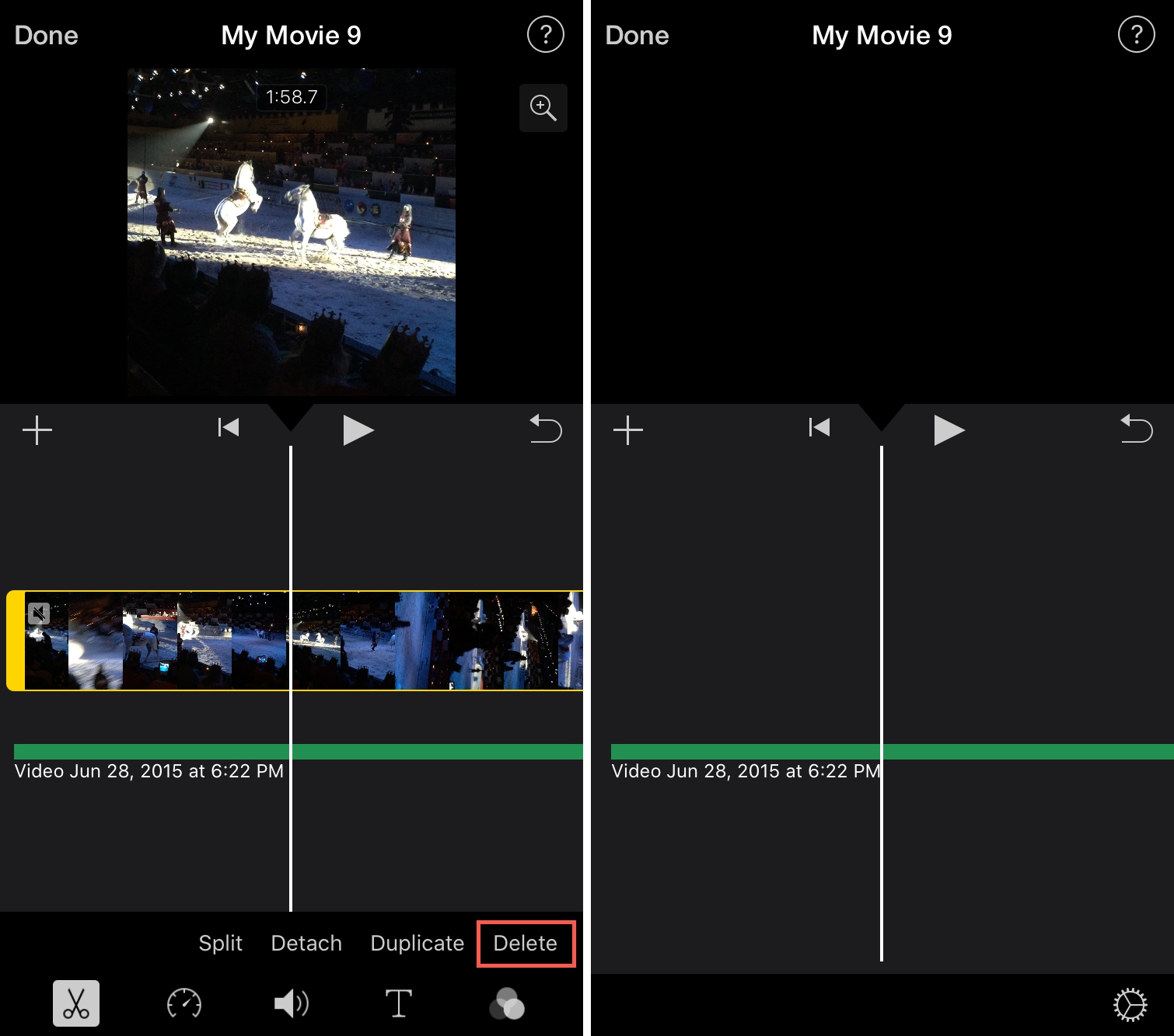 Elimina Video iMovie iPhone