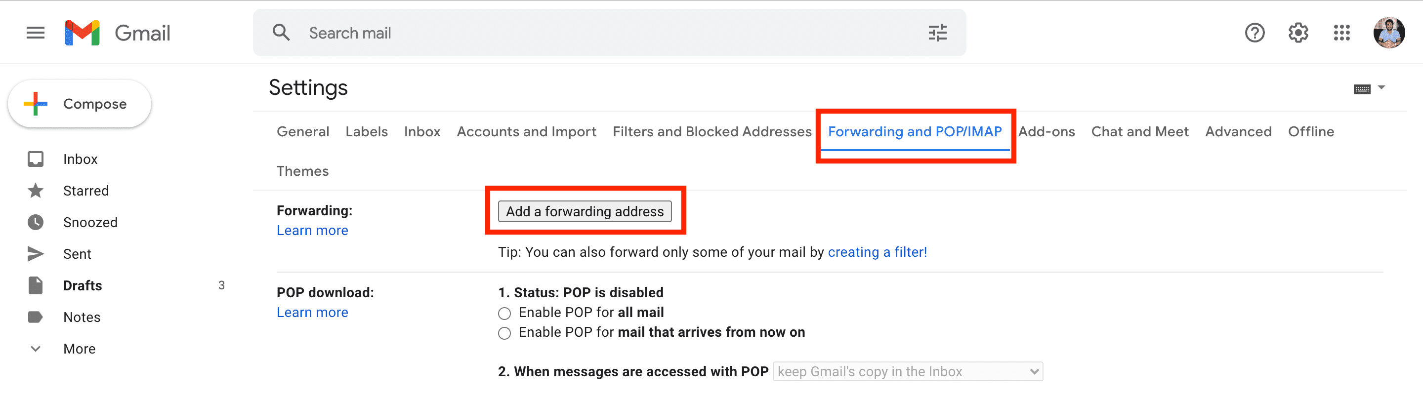 Aggiungi un indirizzo di inoltro in Gmail