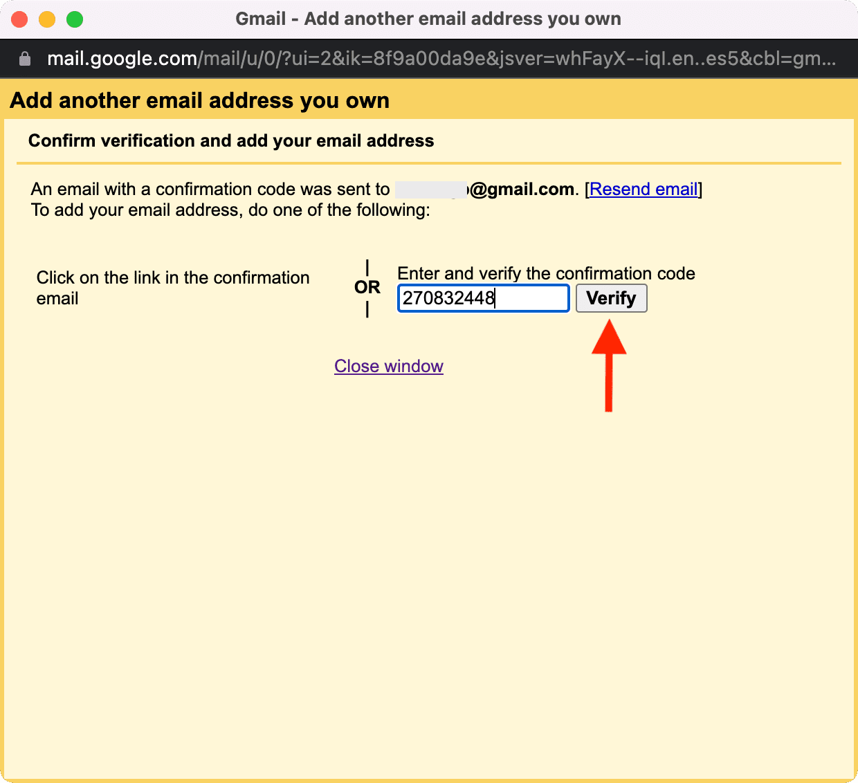 Conferma la verifica e aggiungi il tuo indirizzo email