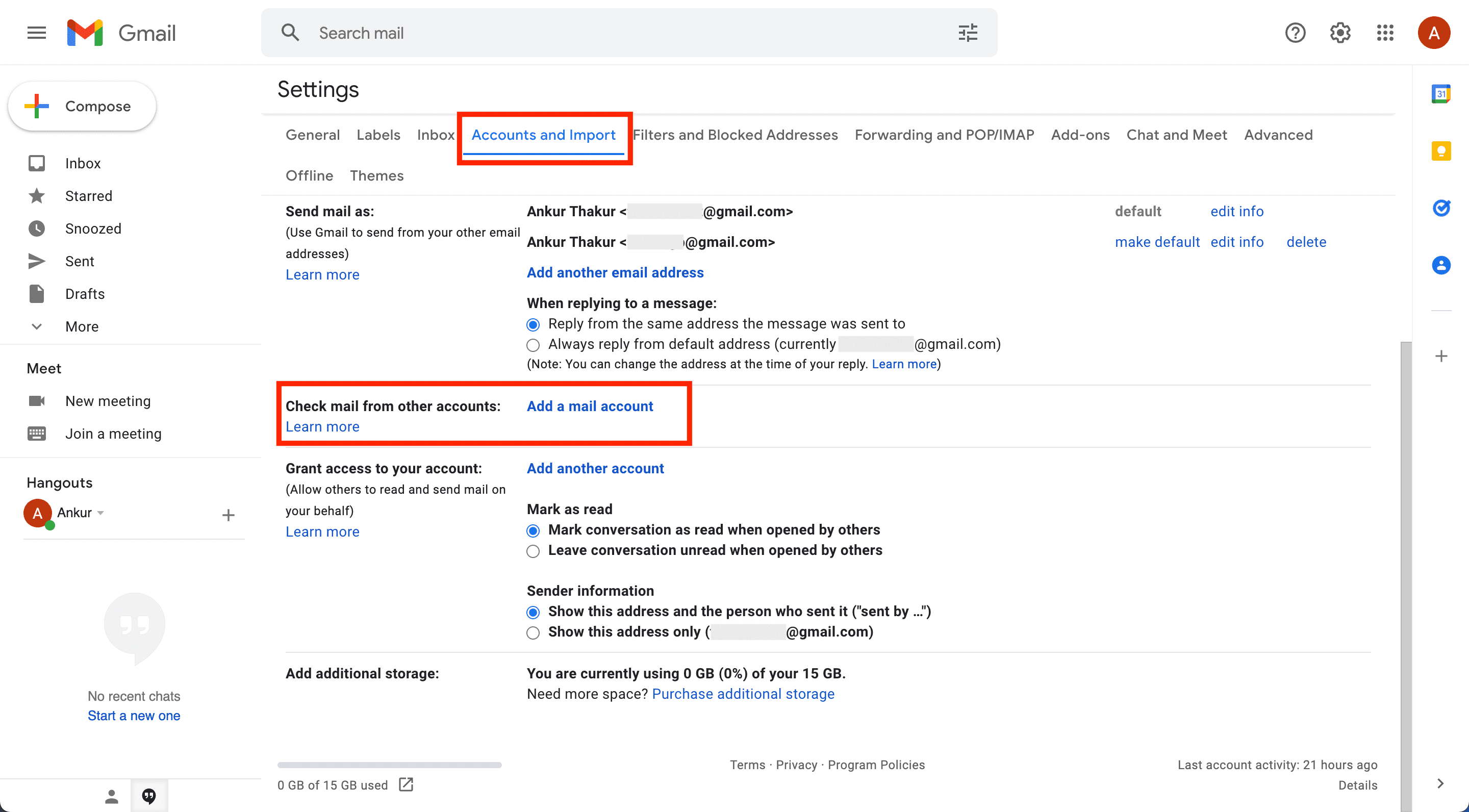 Controlla la posta da altri account in Gmail