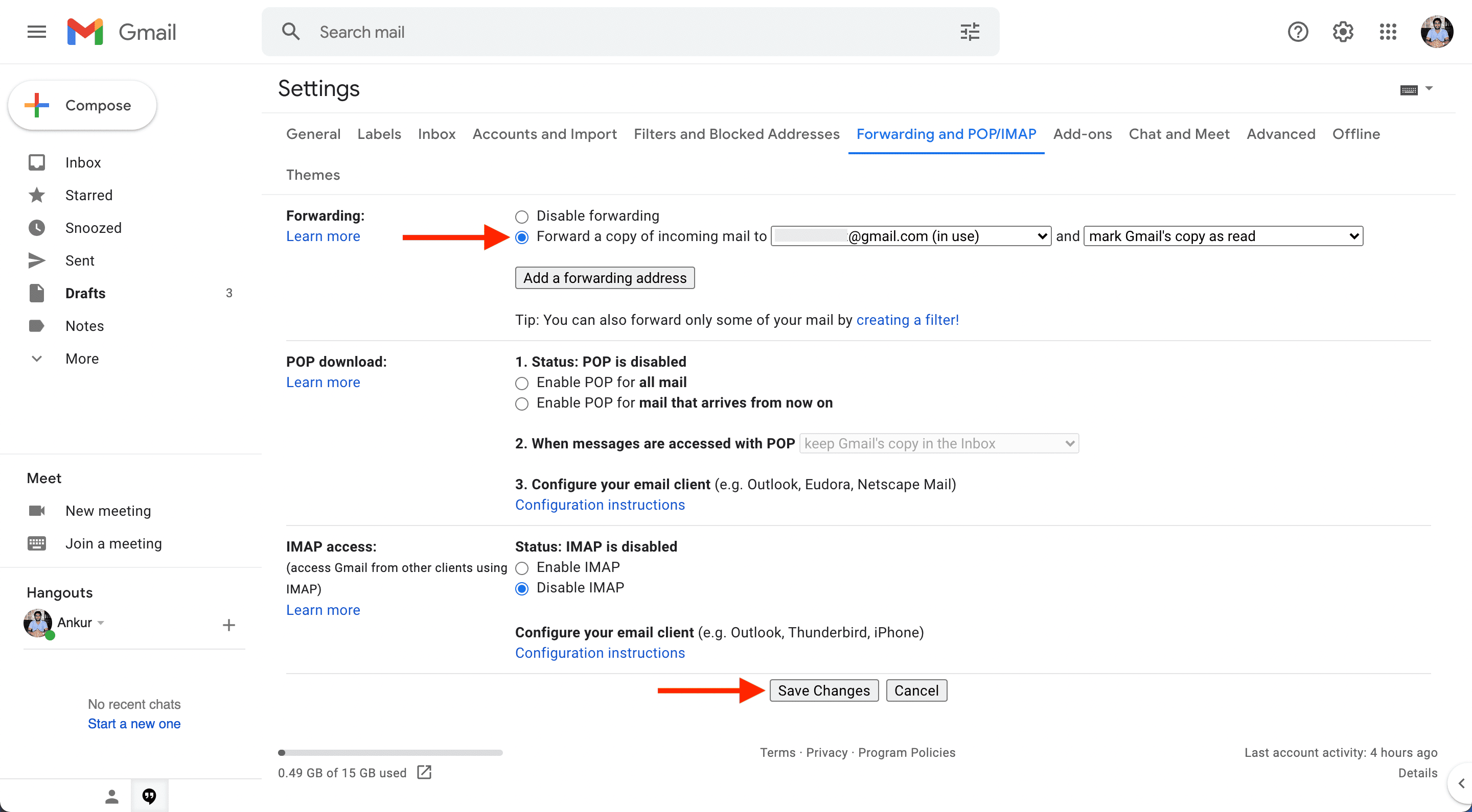 Inoltra una copia della posta in arrivo a un altro account Gmail