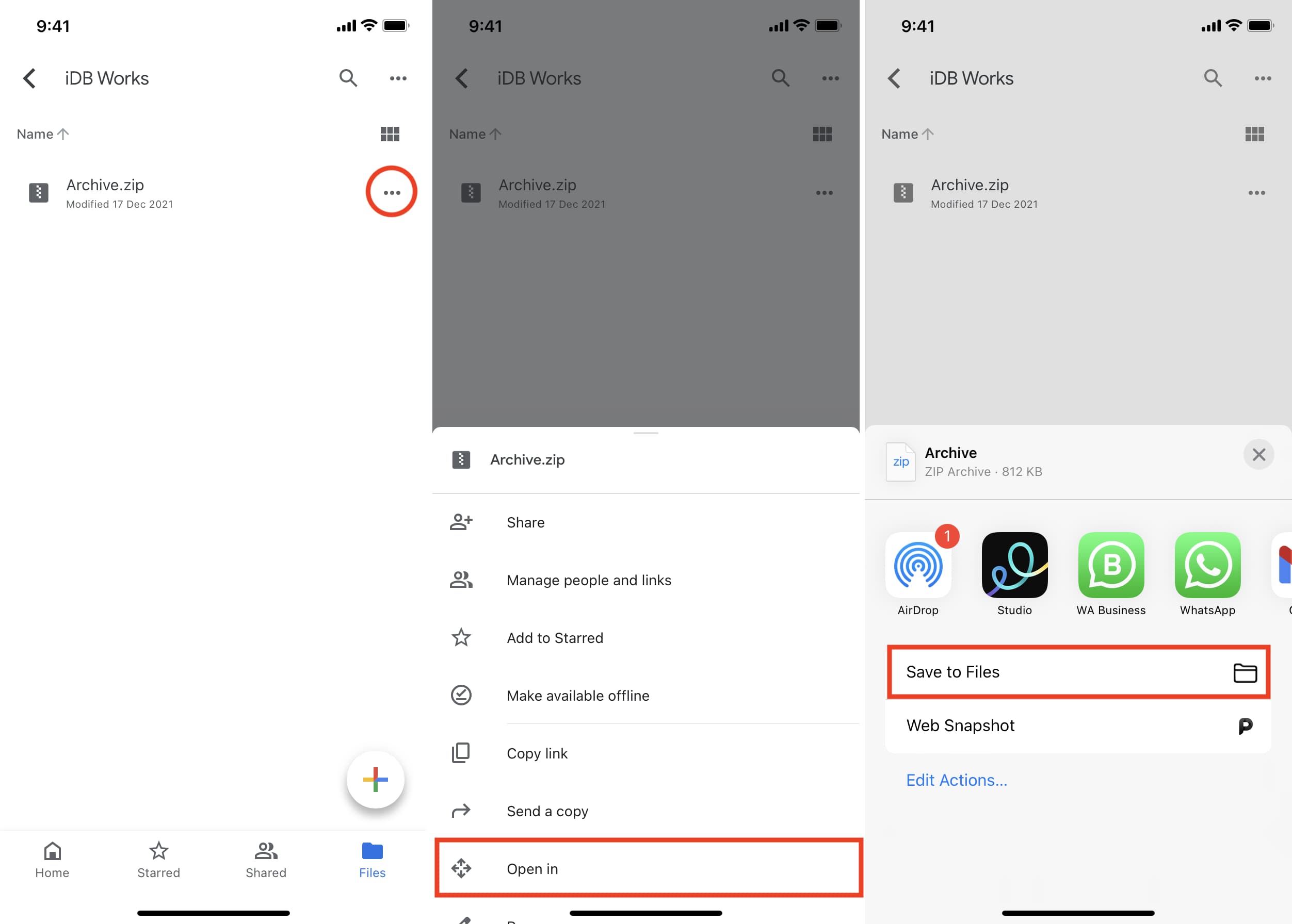 Apri il file ZIP in Google Drive su iPhone