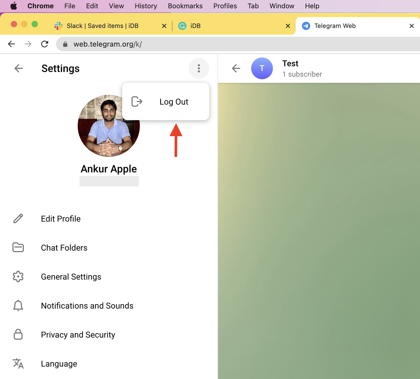 Esci dal web di Telegram