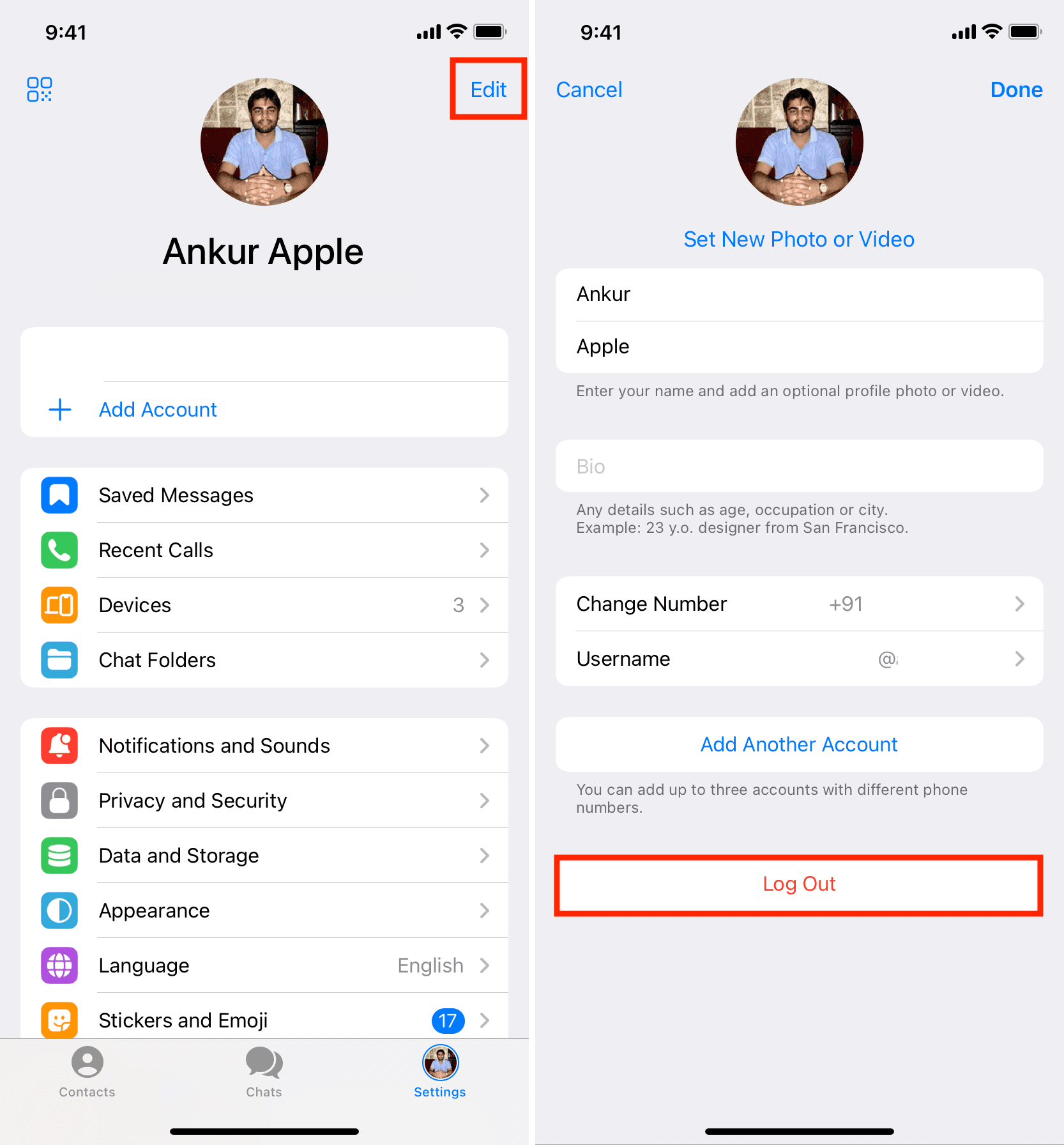 Esci da Telegram