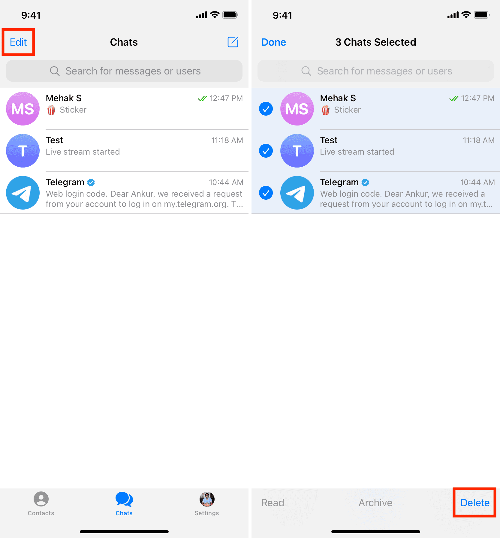 Elimina tutte le chat di Telegram contemporaneamente