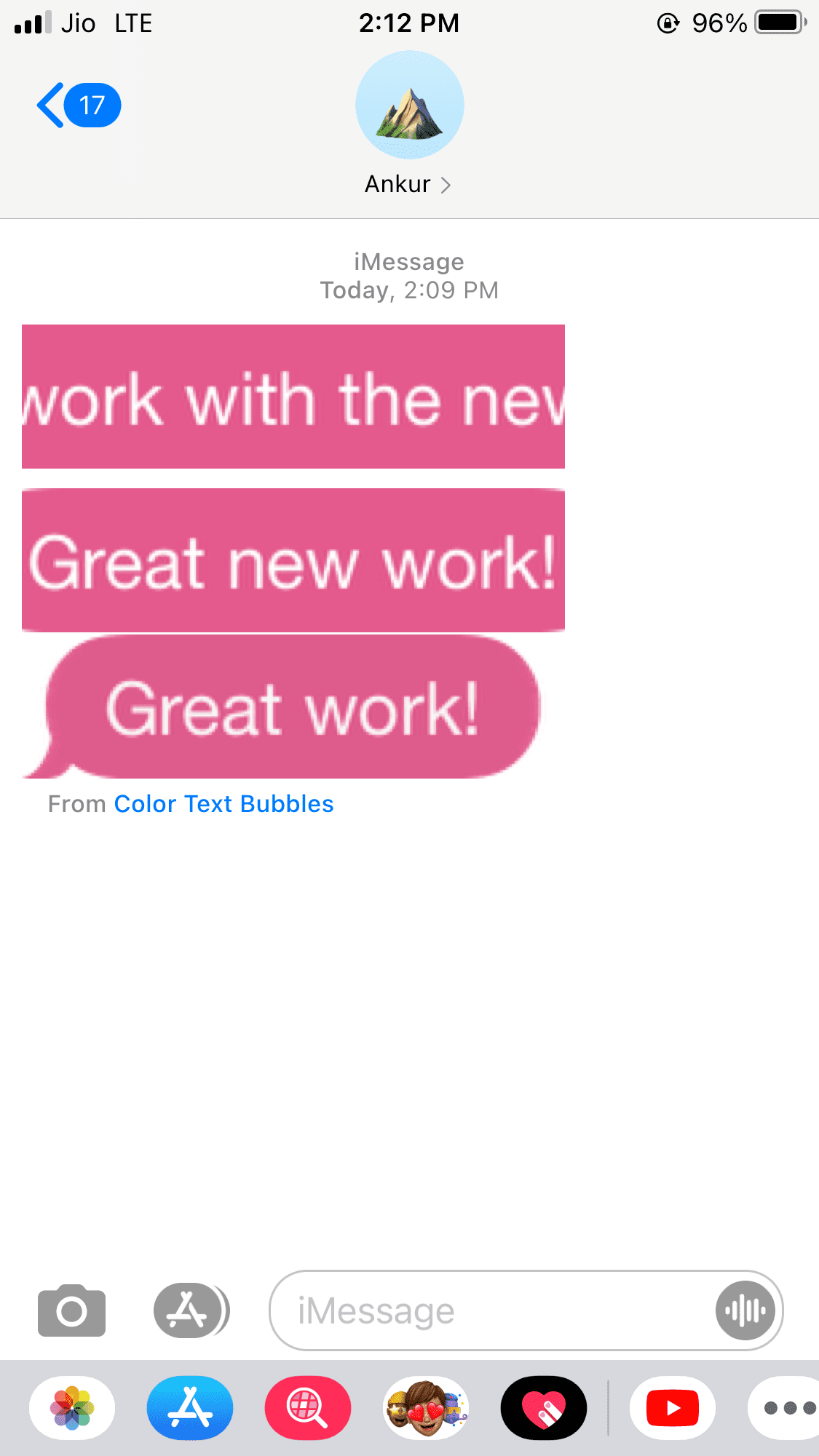 Invio di iMessage in bolle colorate
