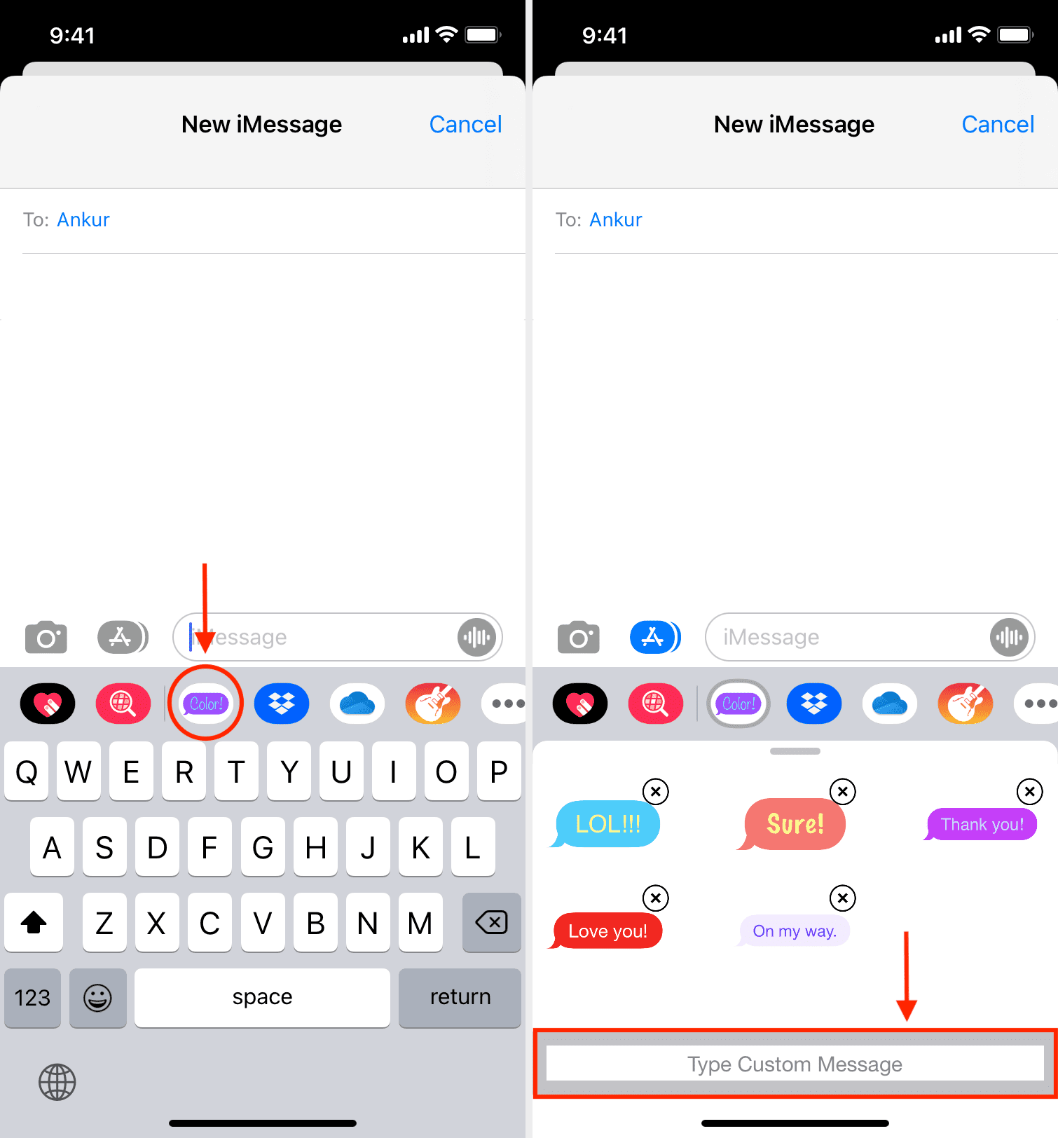 Colora le bolle di testo per iMessage nell'app Messaggi su iPhone