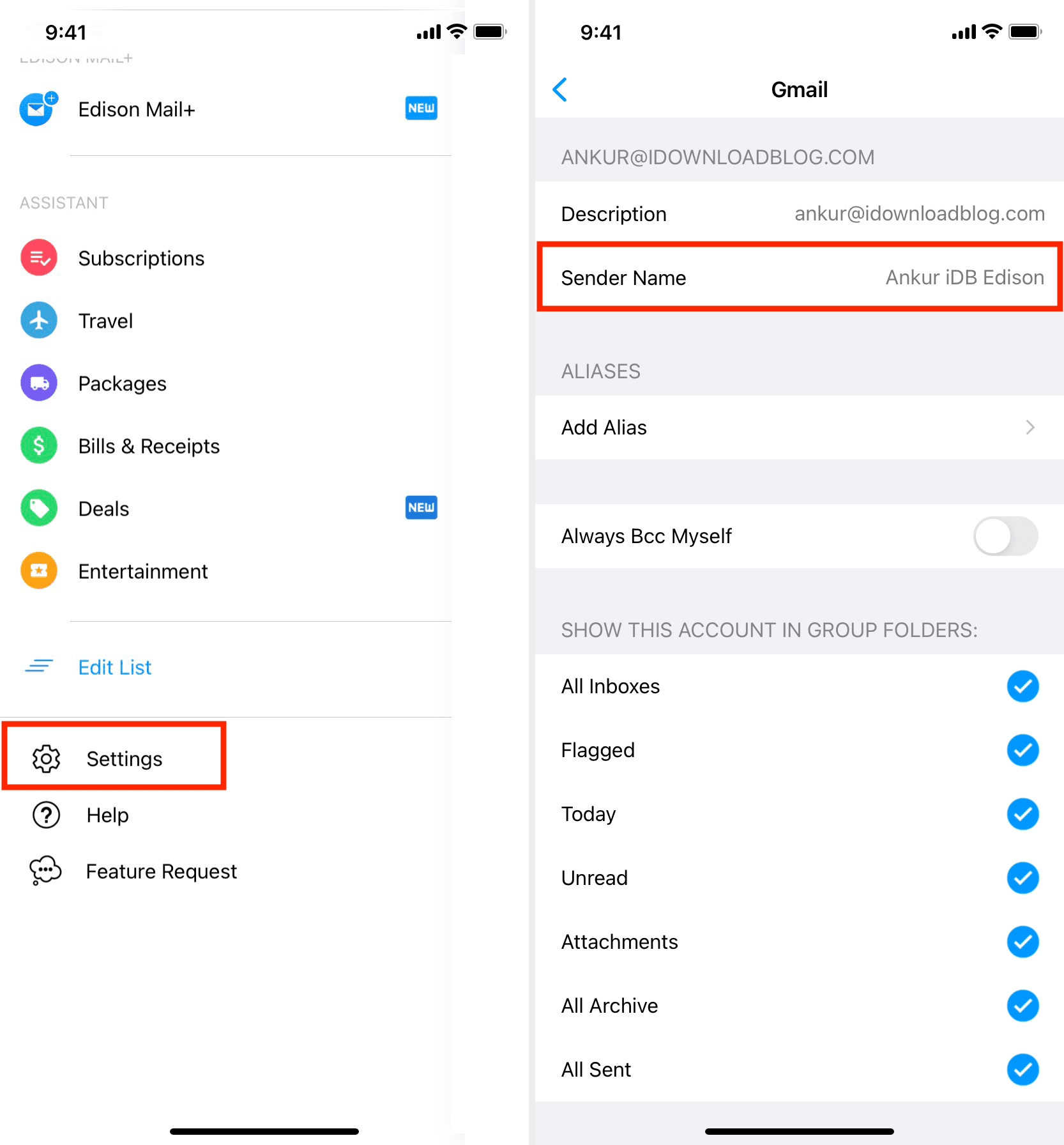 Modifica il nome del mittente dell'e-mail nelle app di posta elettronica di terze parti