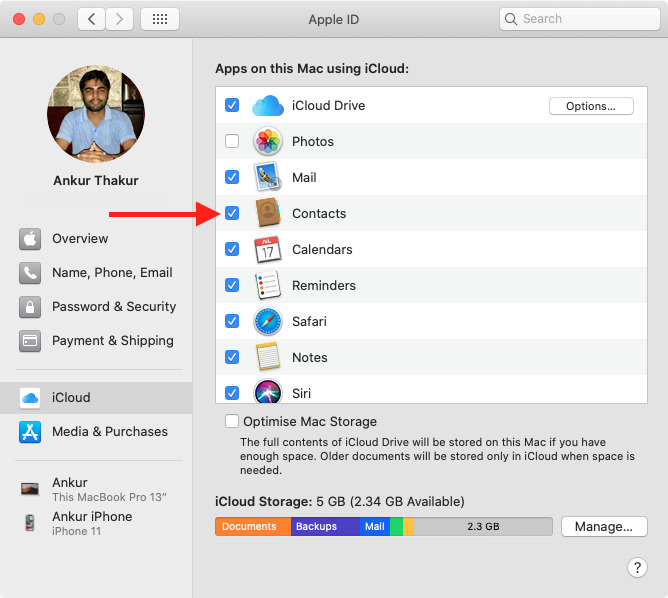 Nelle Preferenze di Sistema del Mac abilita i Contatti iCloud