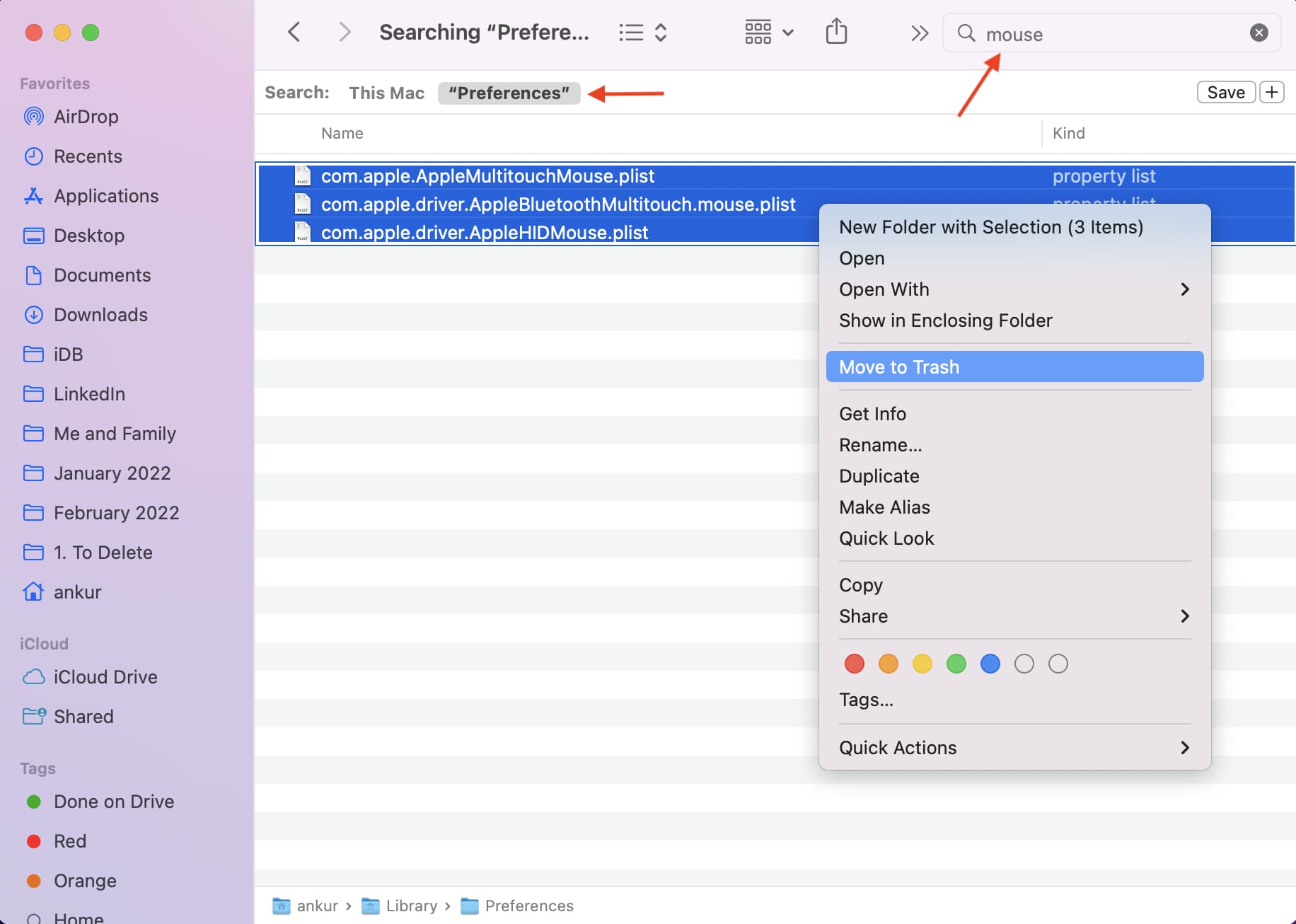 Elimina i file dell'elenco delle proprietà Bluetooth di Magic Mouse su Mac per correggere l'esperienza lenta