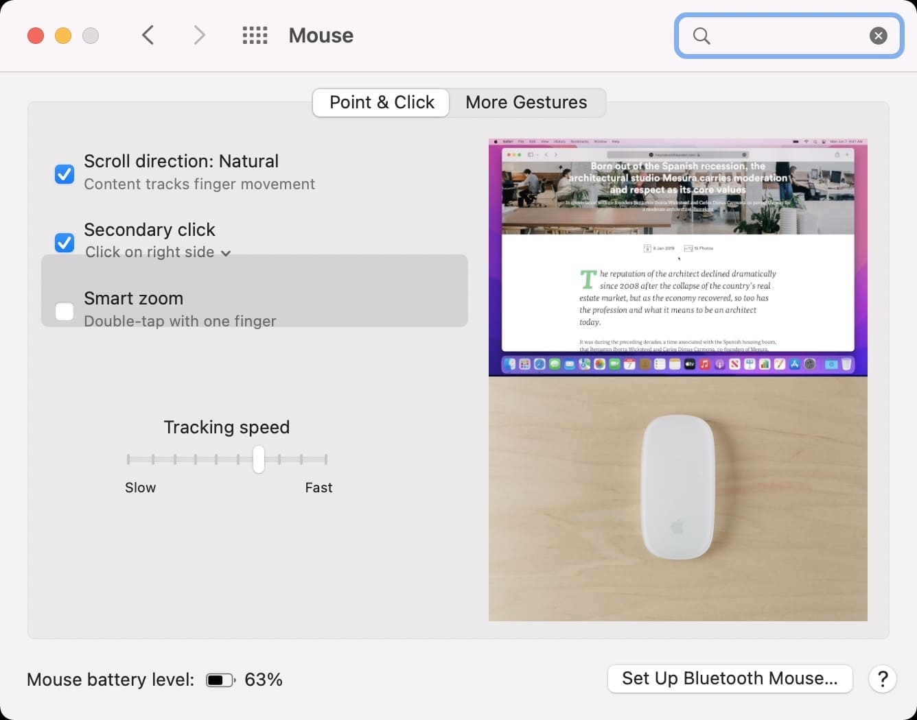 Modifica la velocità di tracciamento del mouse su Mac in Preferenze di Sistema