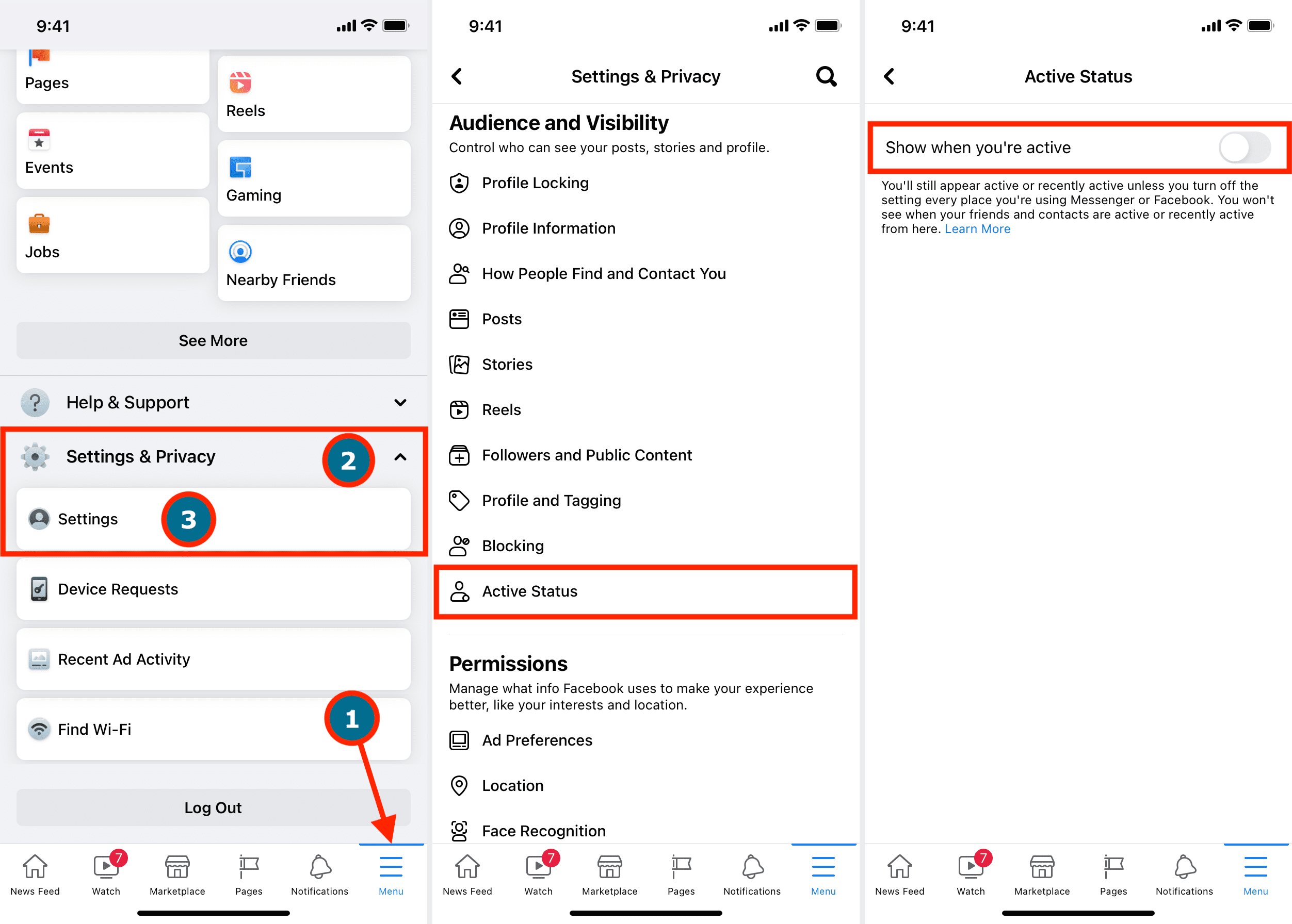 Disattiva l'app Facebook con stato attivo