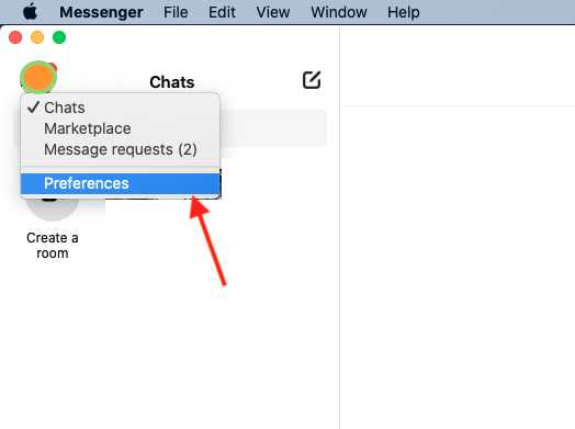 Preferenze nell'app desktop Messenger