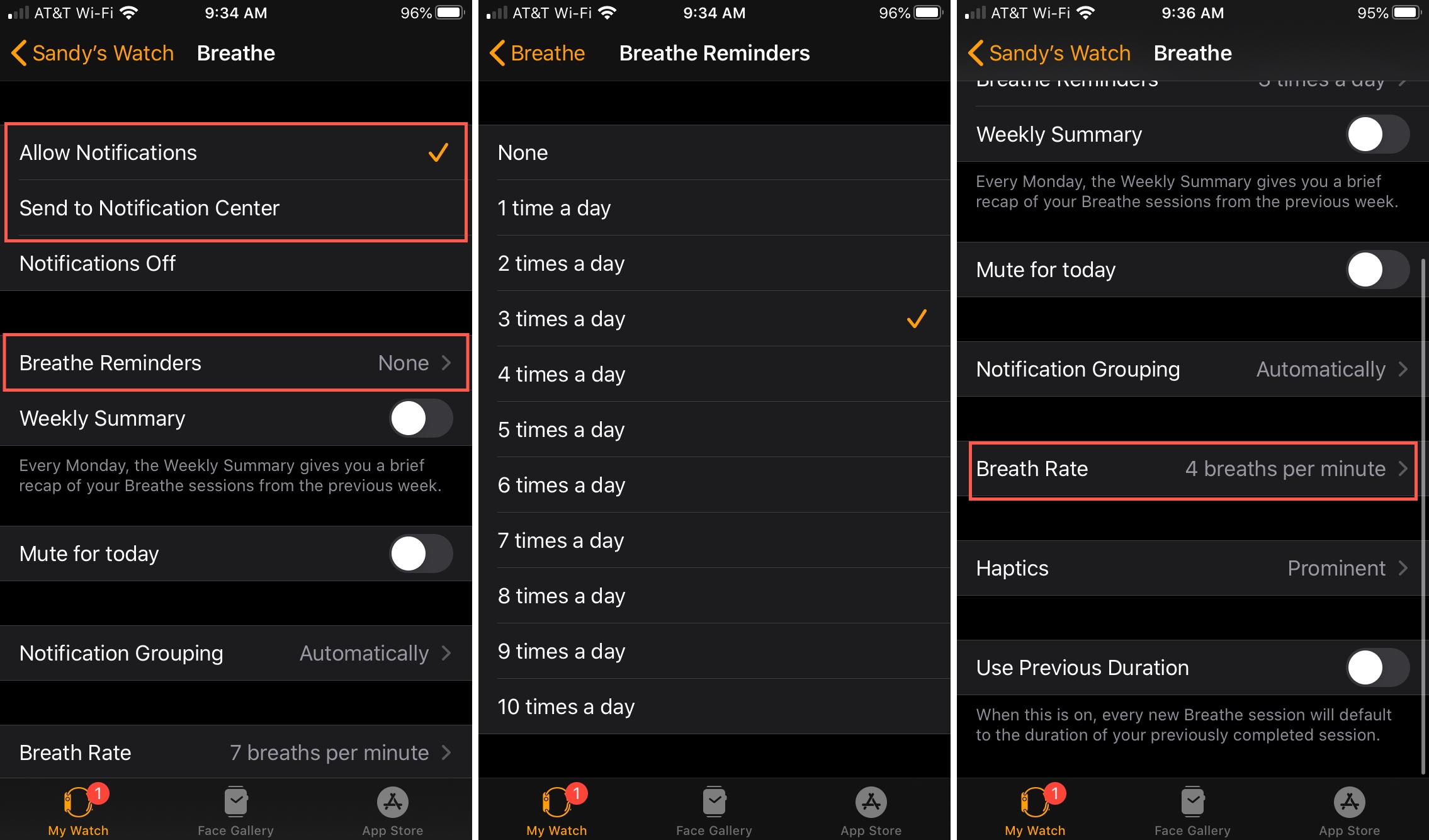Imposta promemoria respiro su Apple Watch