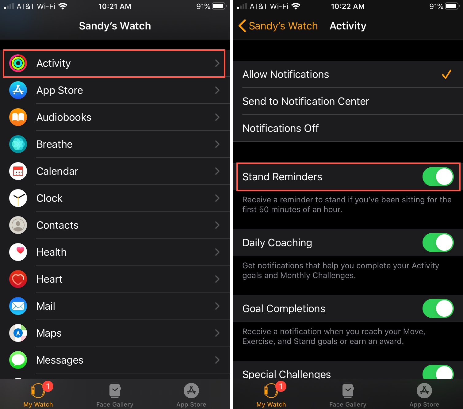 Imposta i promemoria del supporto su Apple Watch