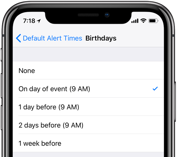 Compleanni Apple Calendar Tempi di avviso iPhone