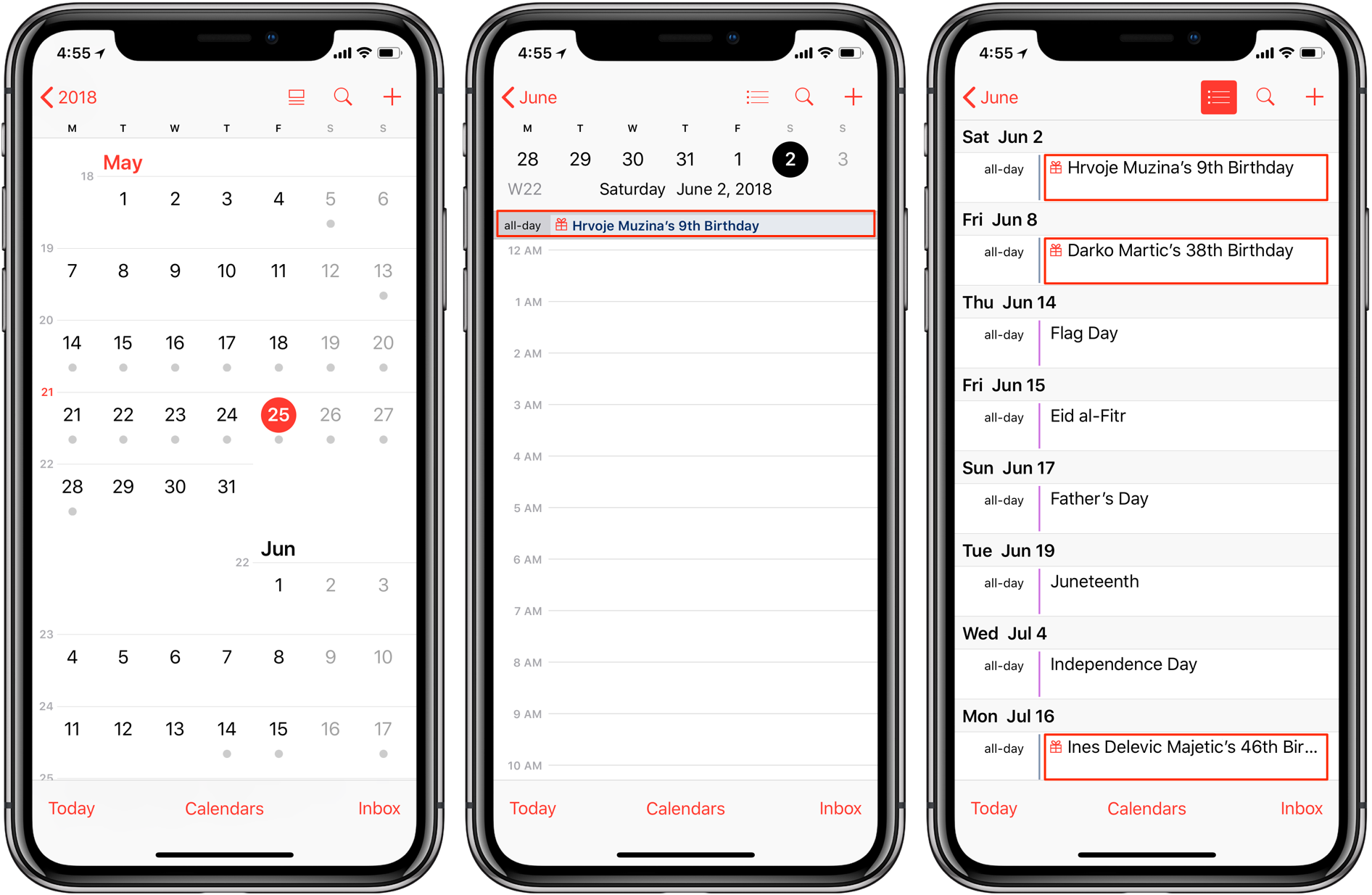 Apple Calendar compleanni iPhone