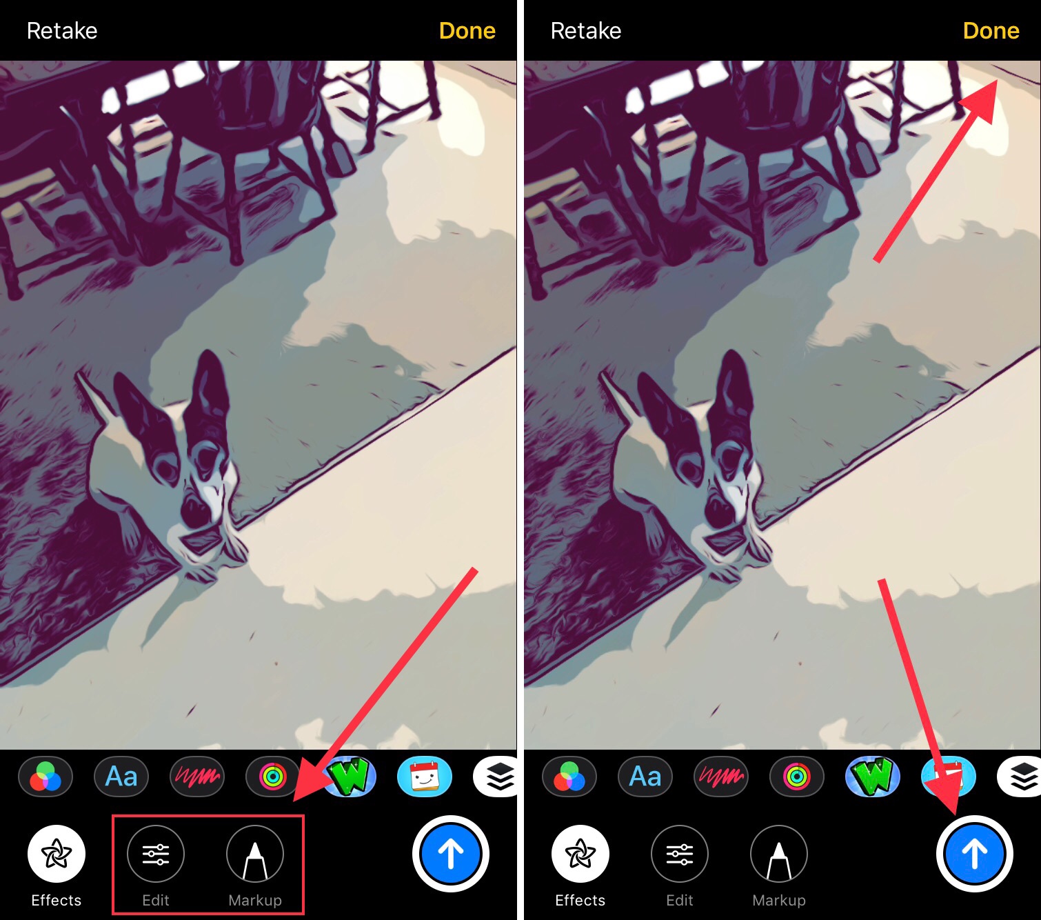iMessage Modifica markup Invia