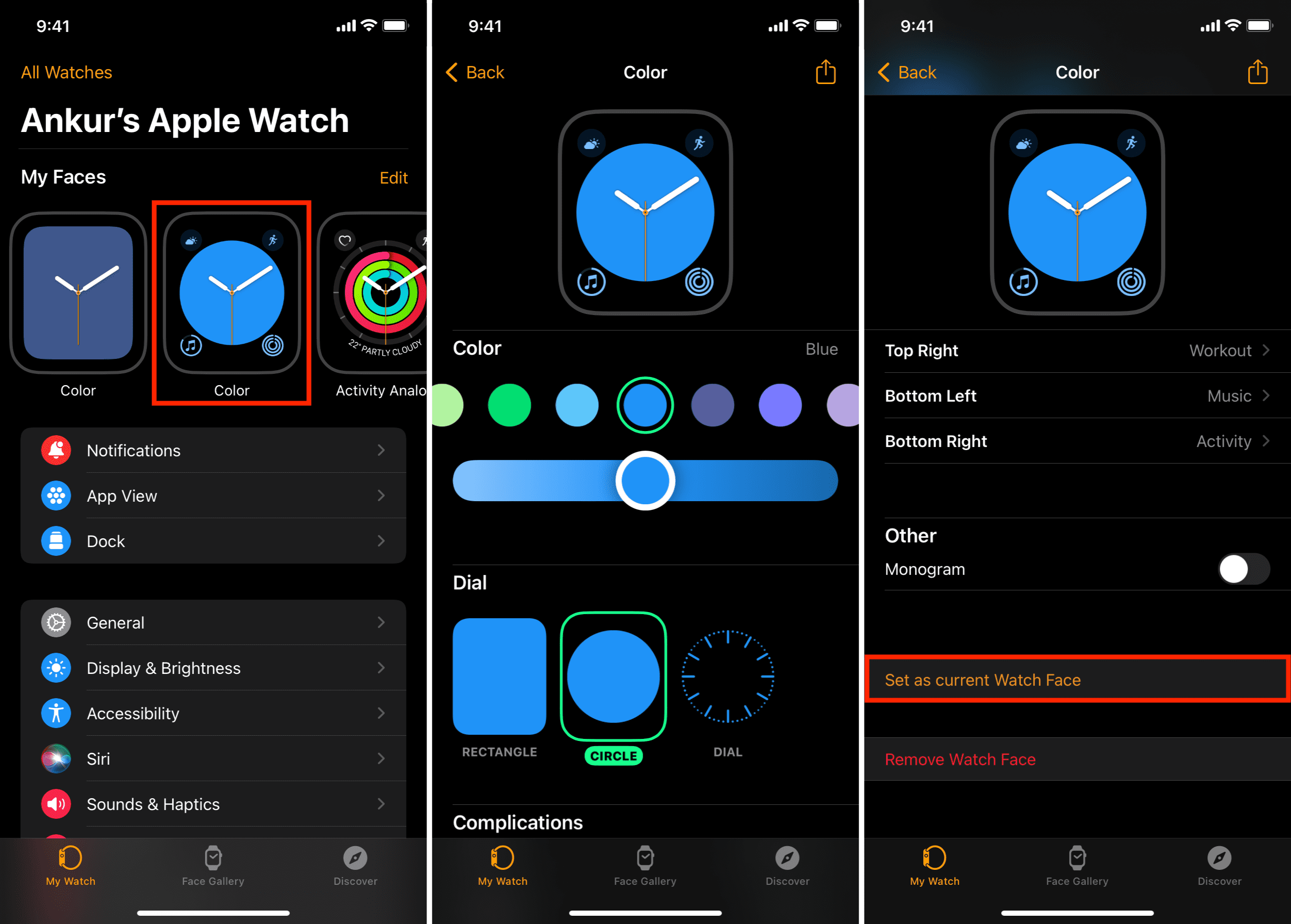 Modifica un quadrante su iPhone