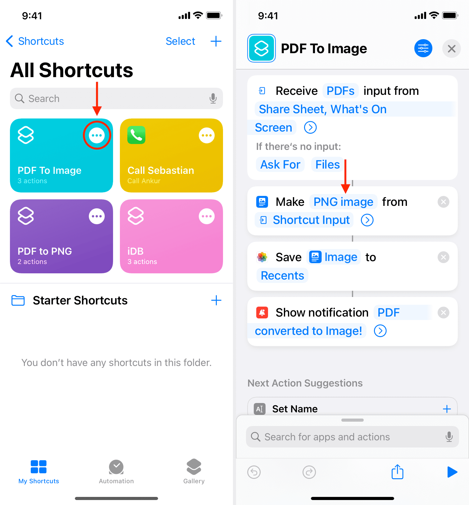 Modifica PDF in immagine Scorciatoia iOS