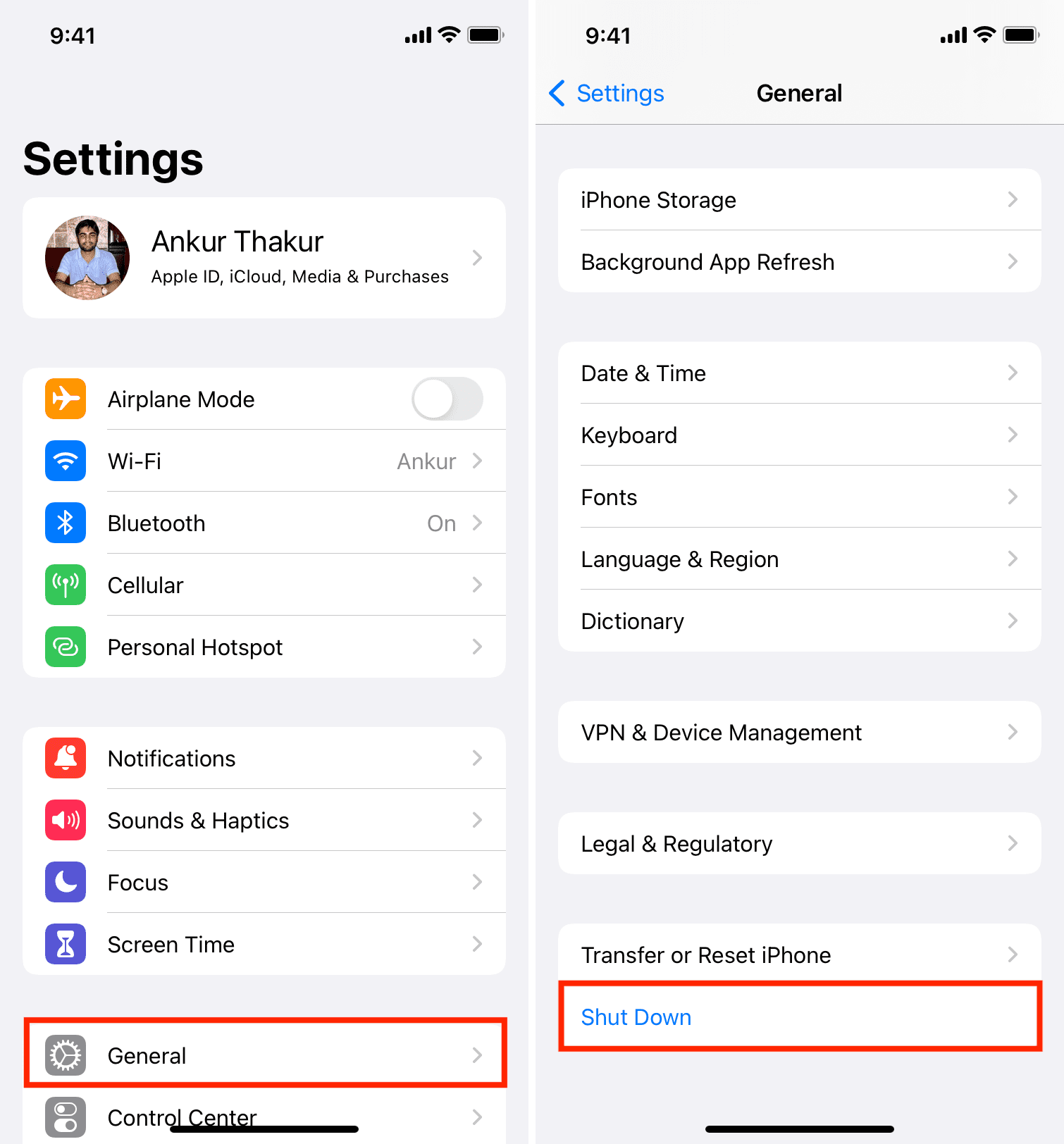 Spegni iPhone dalle Impostazioni