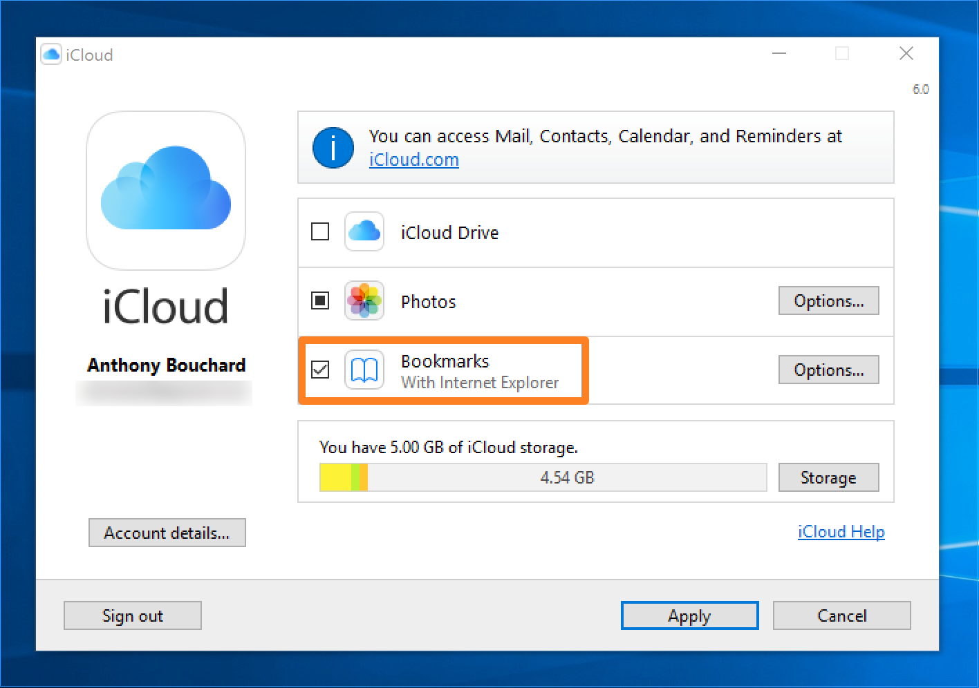iCloud Dashboard Internet Explorer