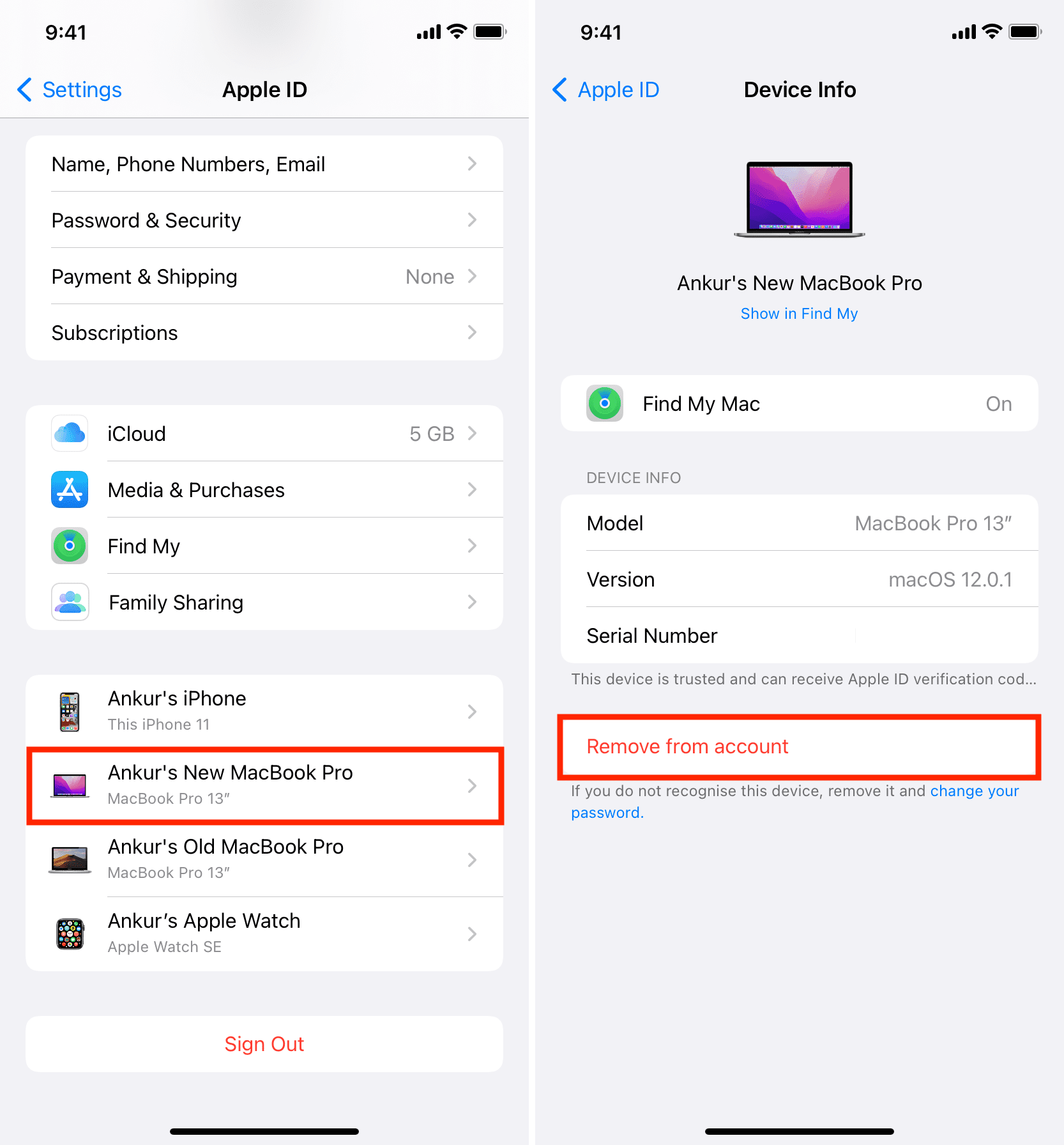 Rimuovi il dispositivo attendibile dal tuo account ID Apple su iPhone, iPad