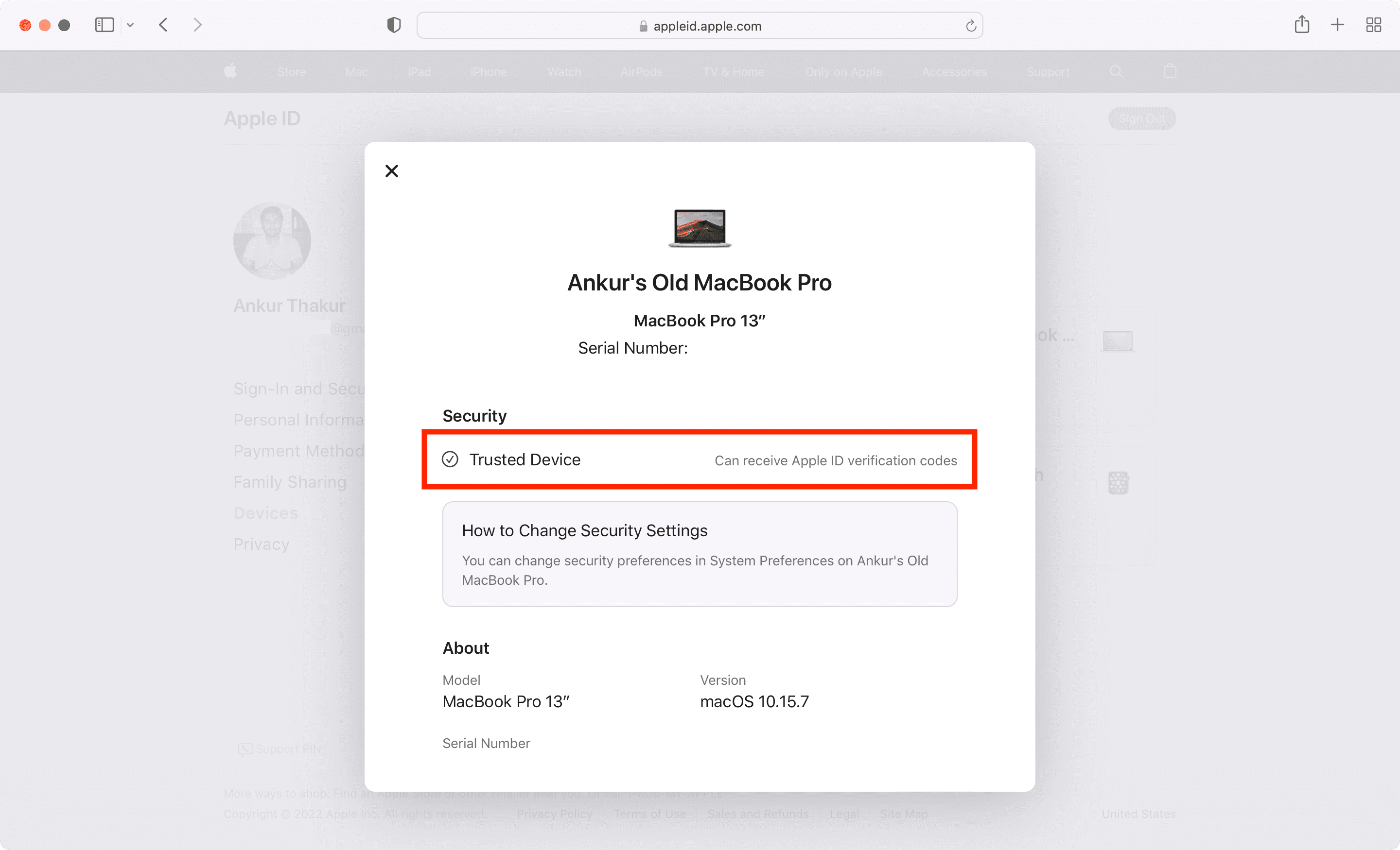 Dispositivo affidabile in grado di ricevere codici di verifica ID Apple