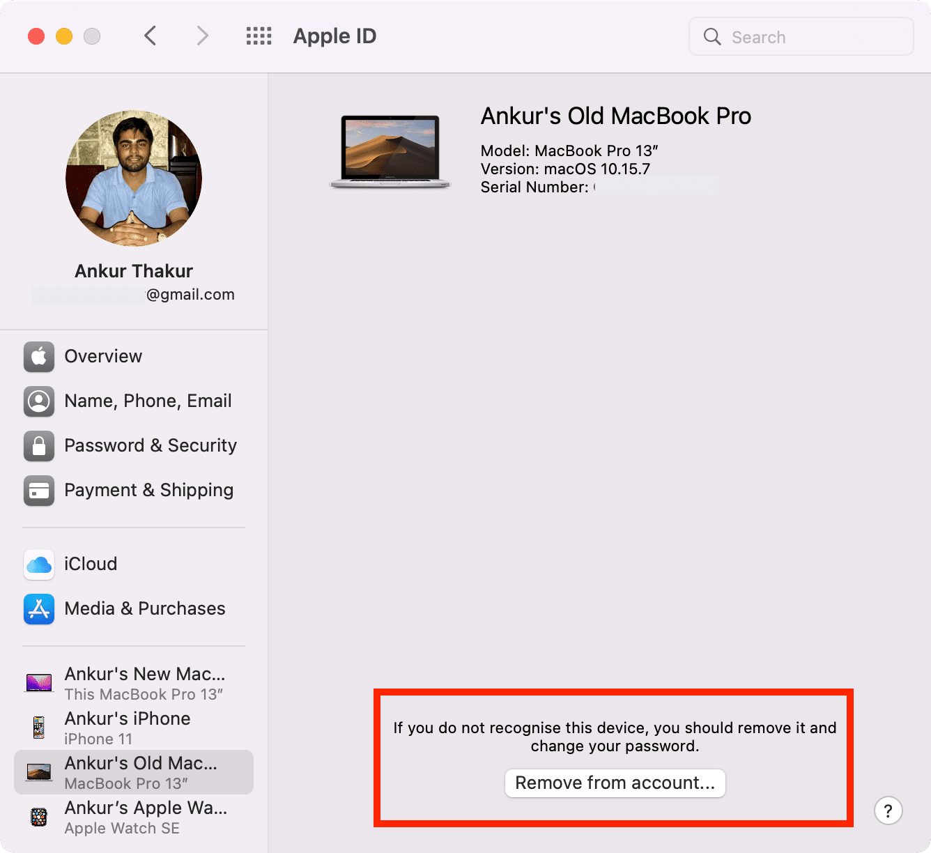 Rimuovi il dispositivo attendibile dall'ID Apple utilizzando il Mac