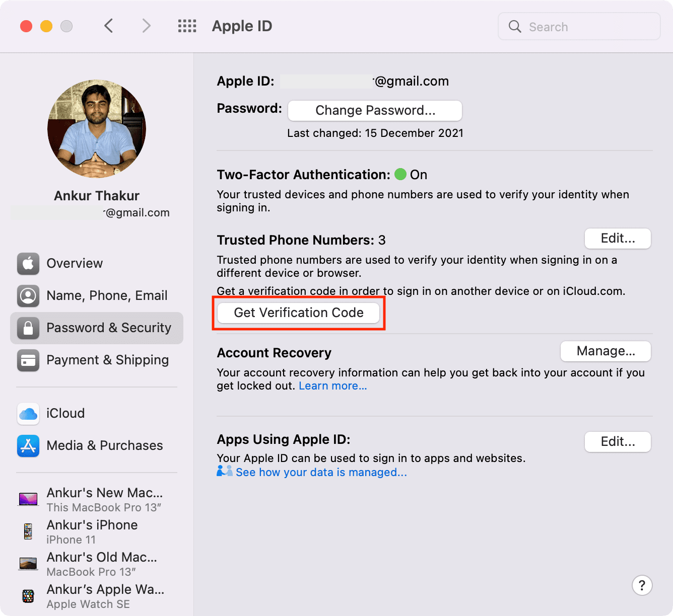 Ottieni il codice di verifica 2FA su Mac per accedere al tuo ID Apple