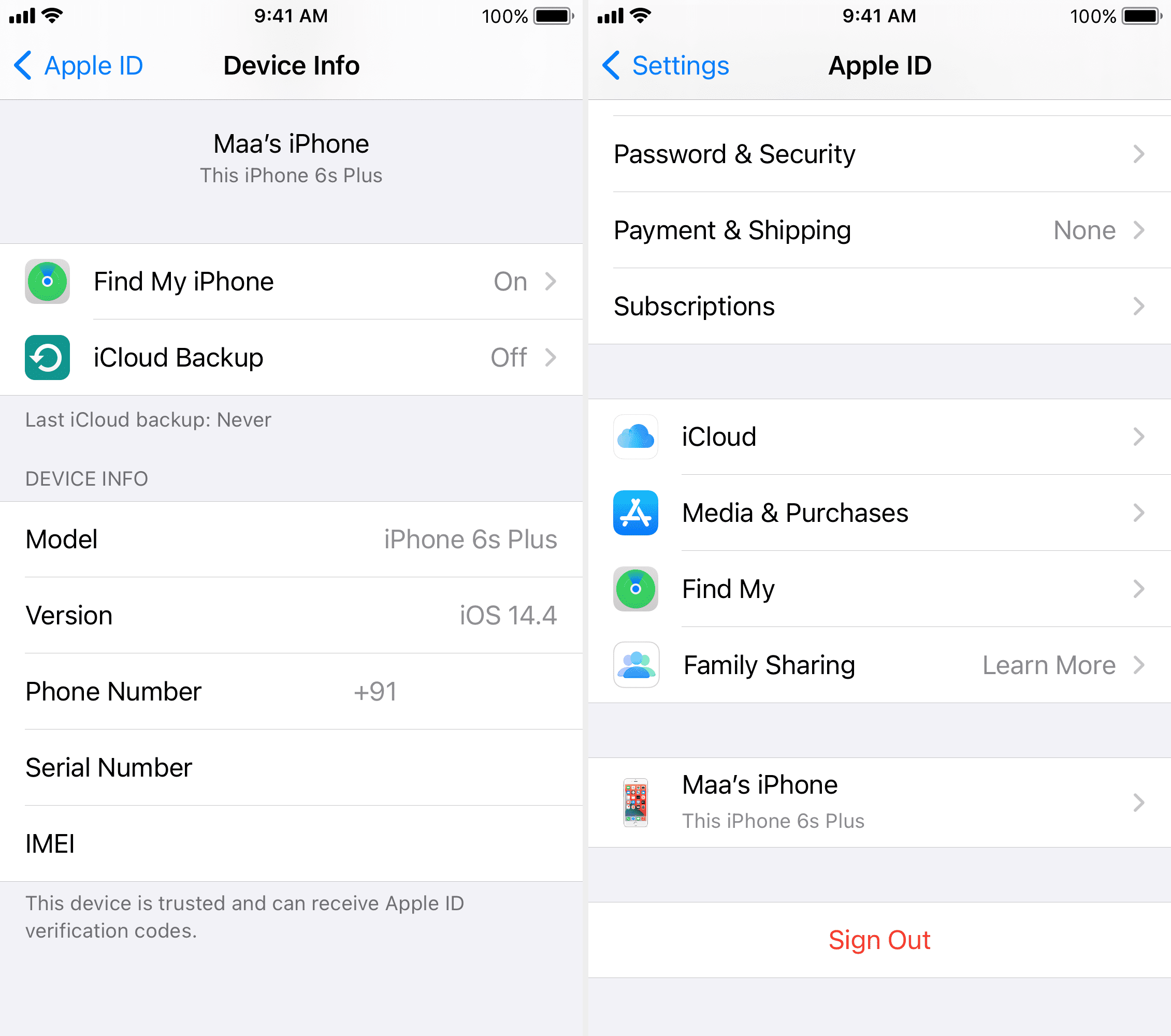 Esci dall'ID Apple