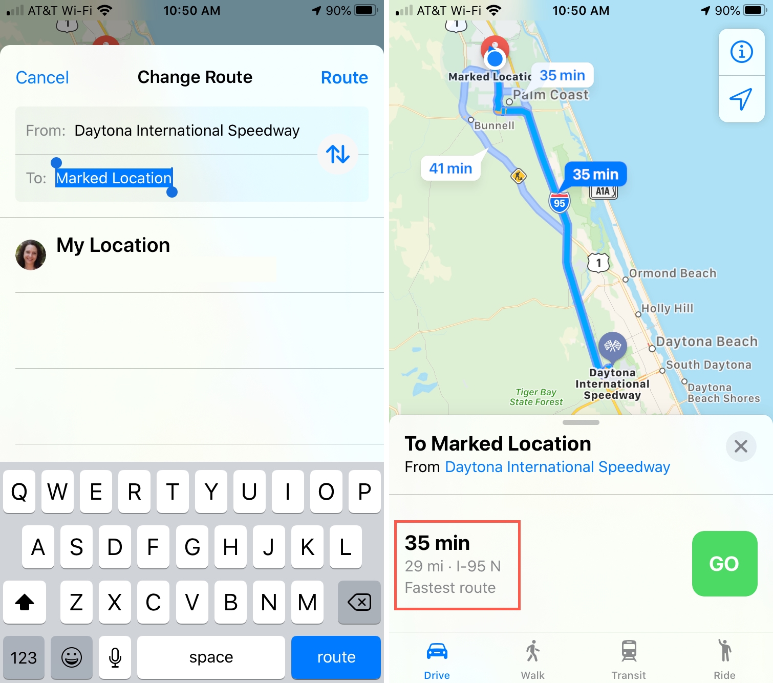 Mappe Distanza tra le posizioni iPhone