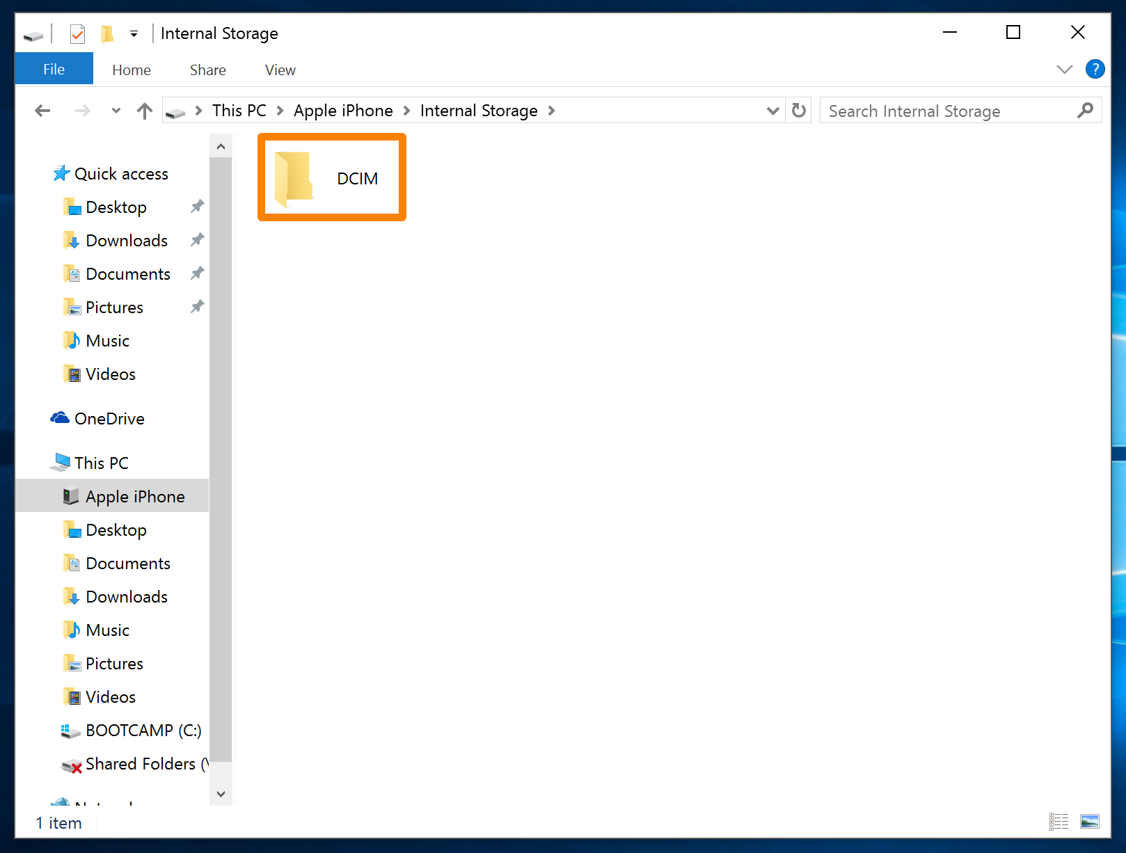 Cartella DCIM di Windows Explorer