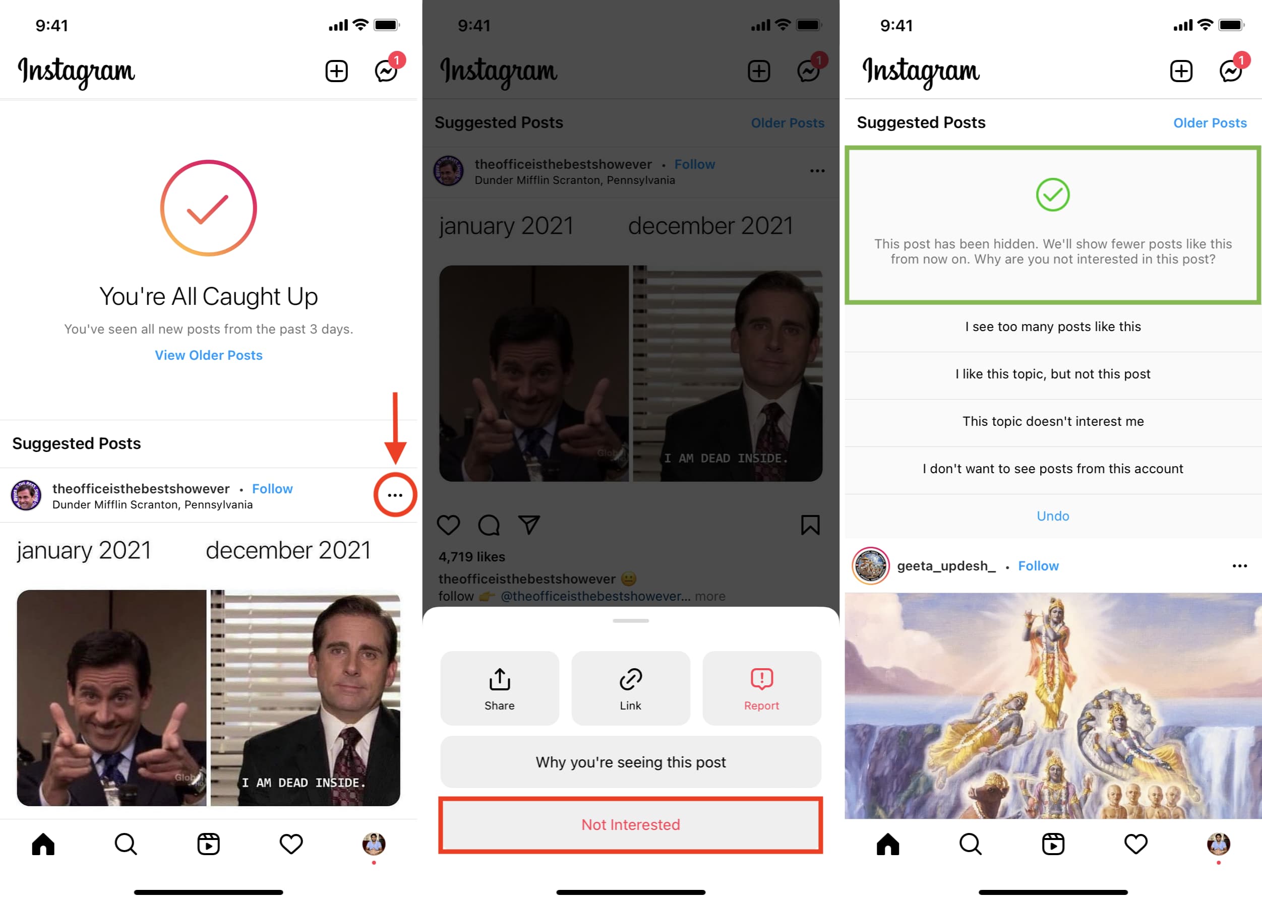 Nascondi i post suggeriti da Instagram