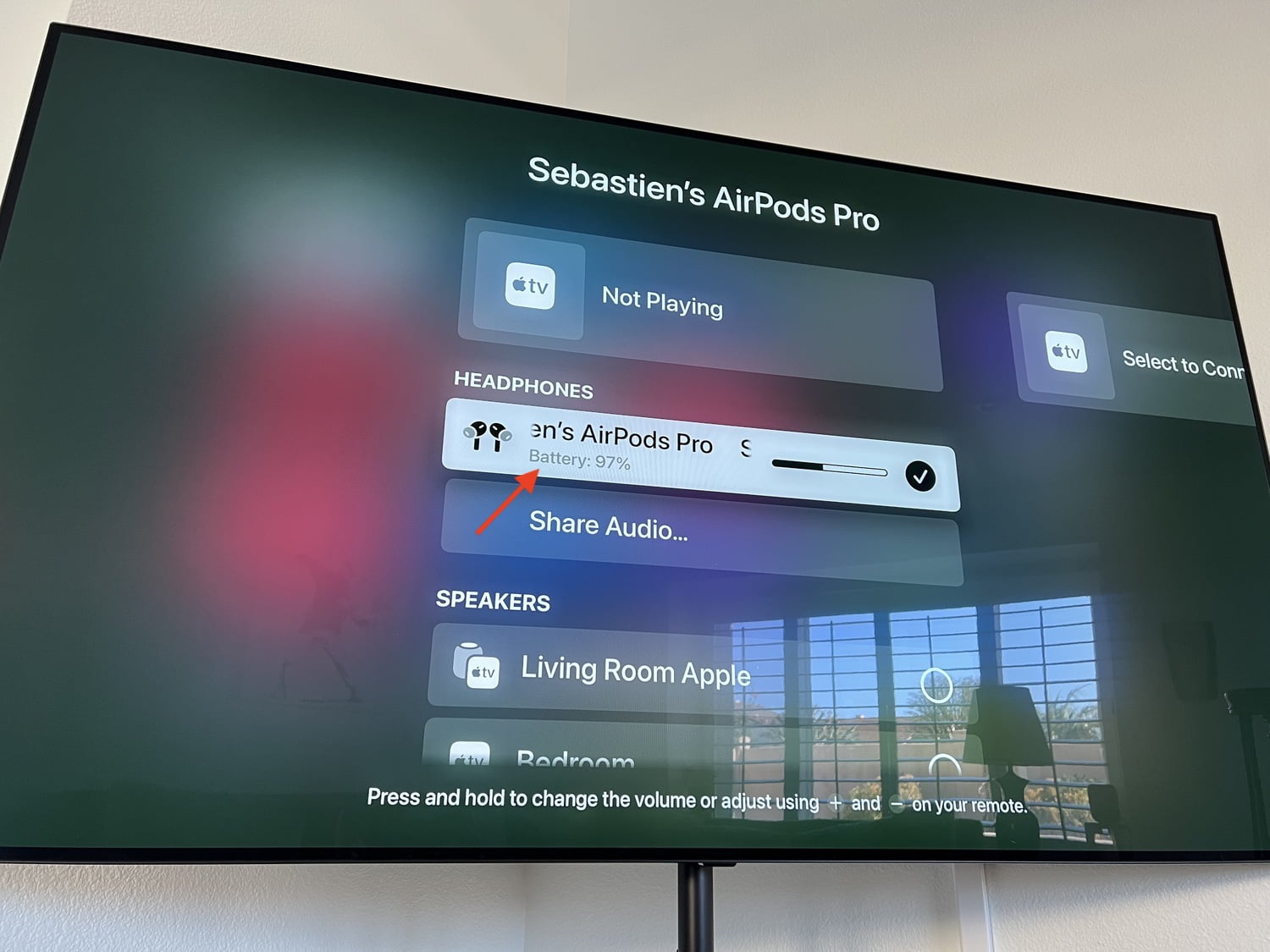 Percentuale della batteria di AirPods su Apple TV