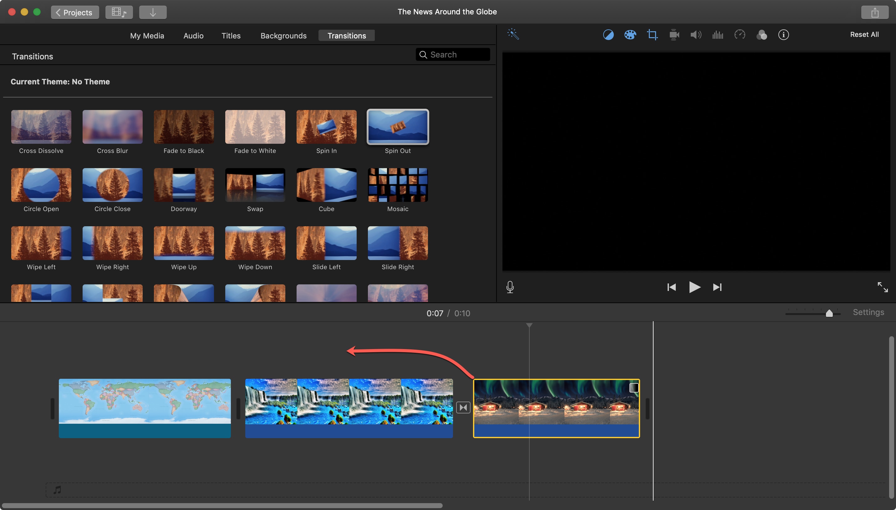 Clip di trascinamento di iMovie per Mac con schermo diviso
