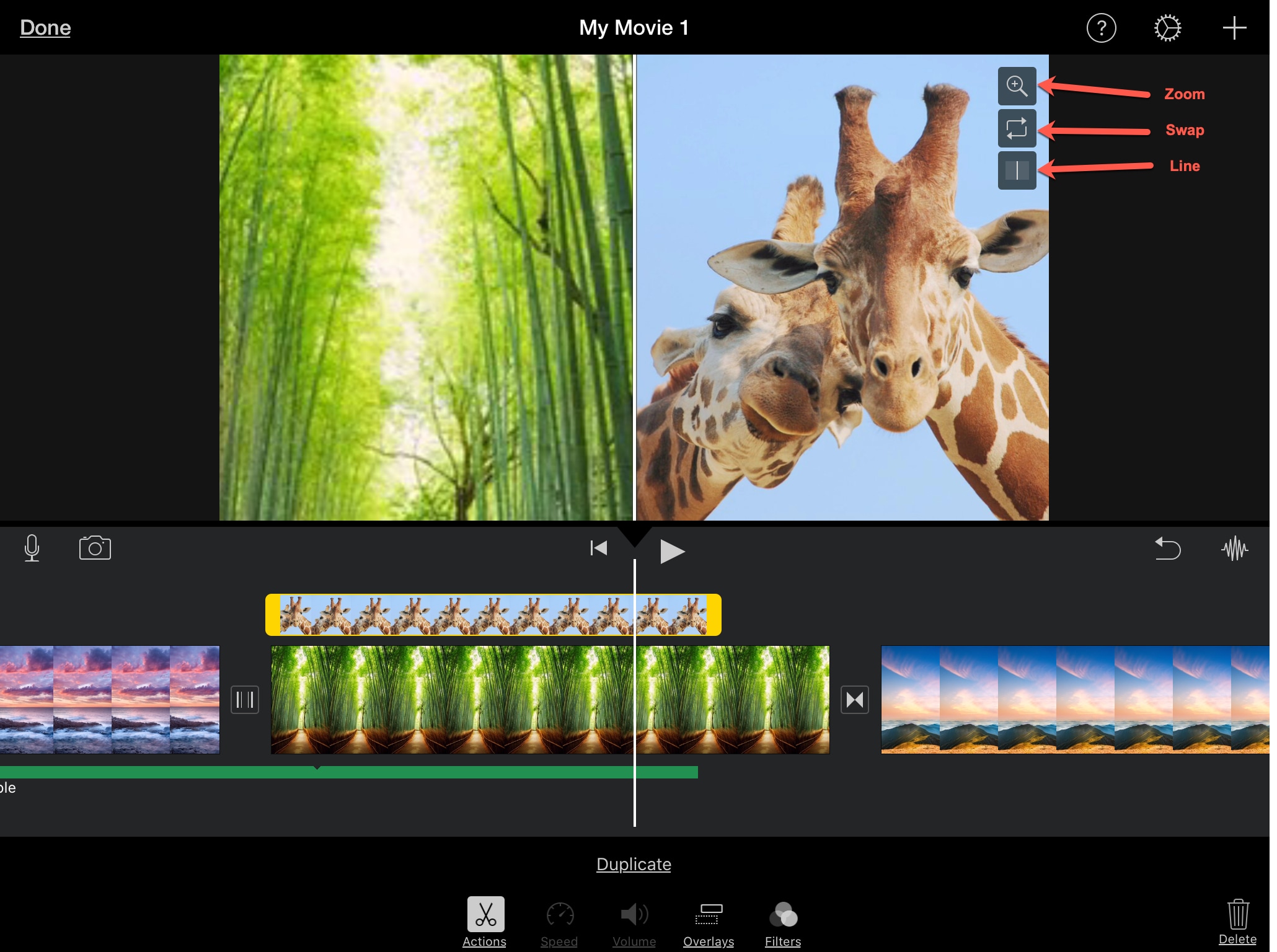 Impostazioni sovrapposizione iMovie Schermo diviso iPad