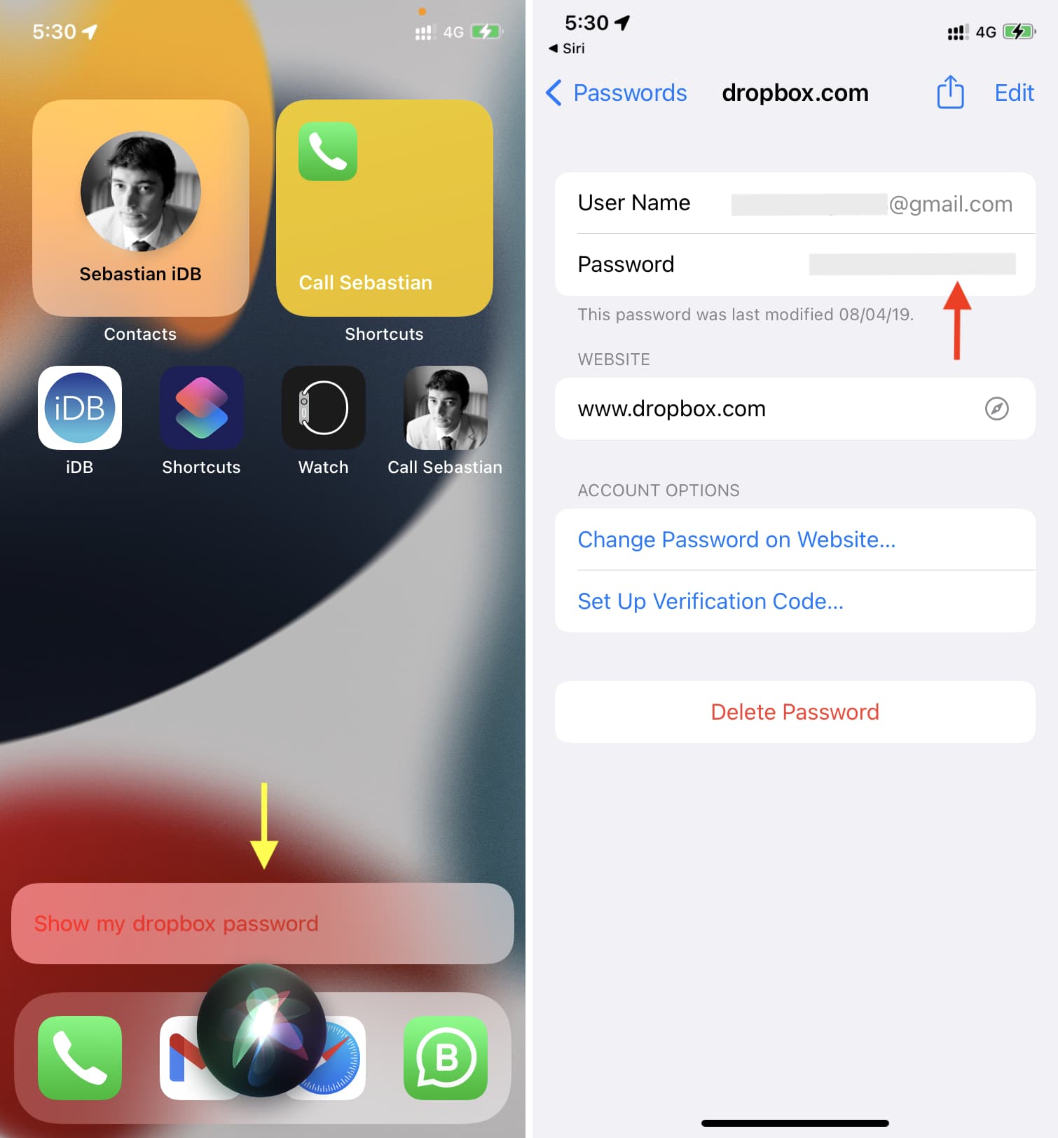 Chiedi a Siri di mostrare una password del portachiavi iCloud su iPhone