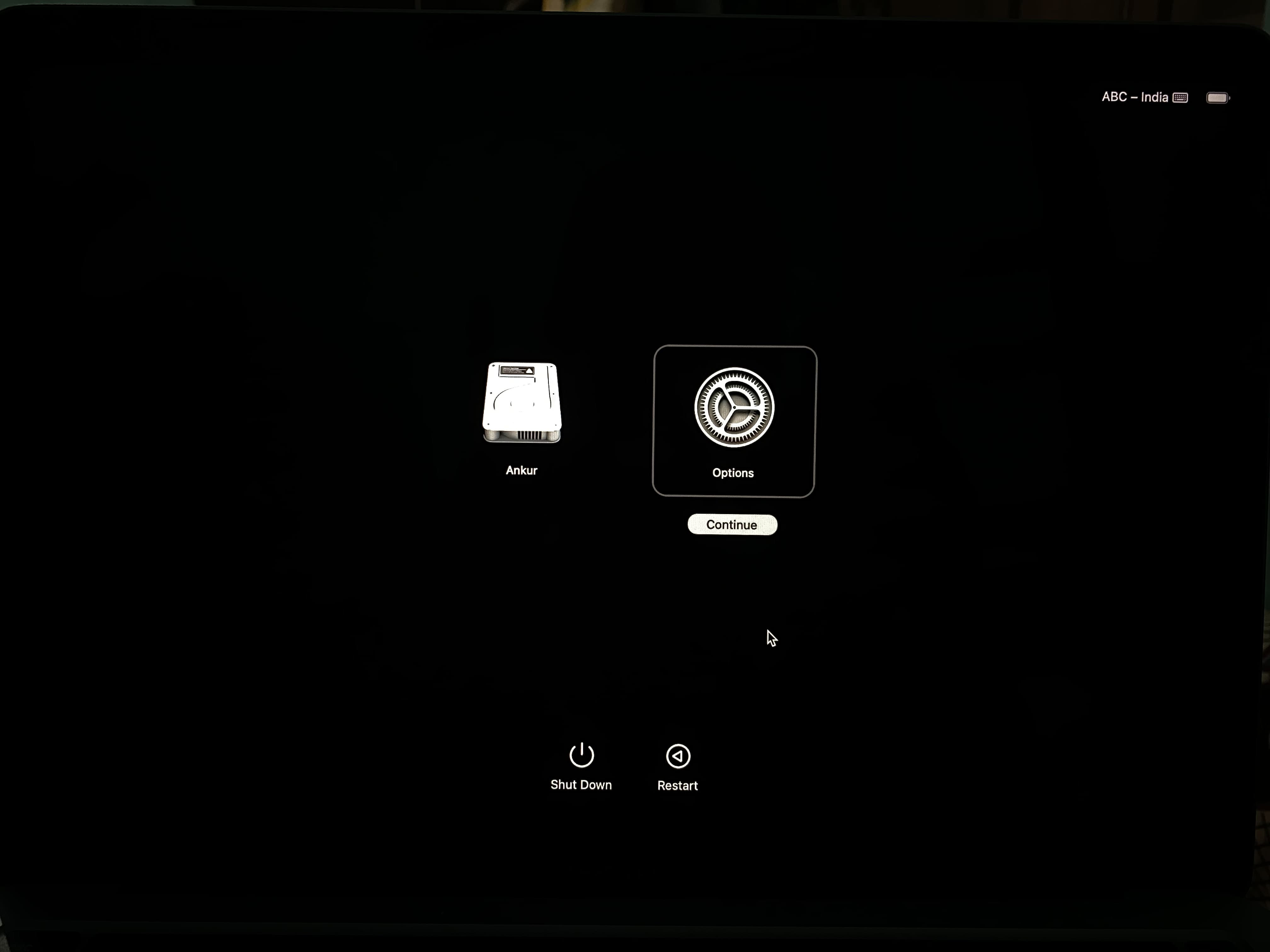 Opzioni della schermata di ripristino su Mac