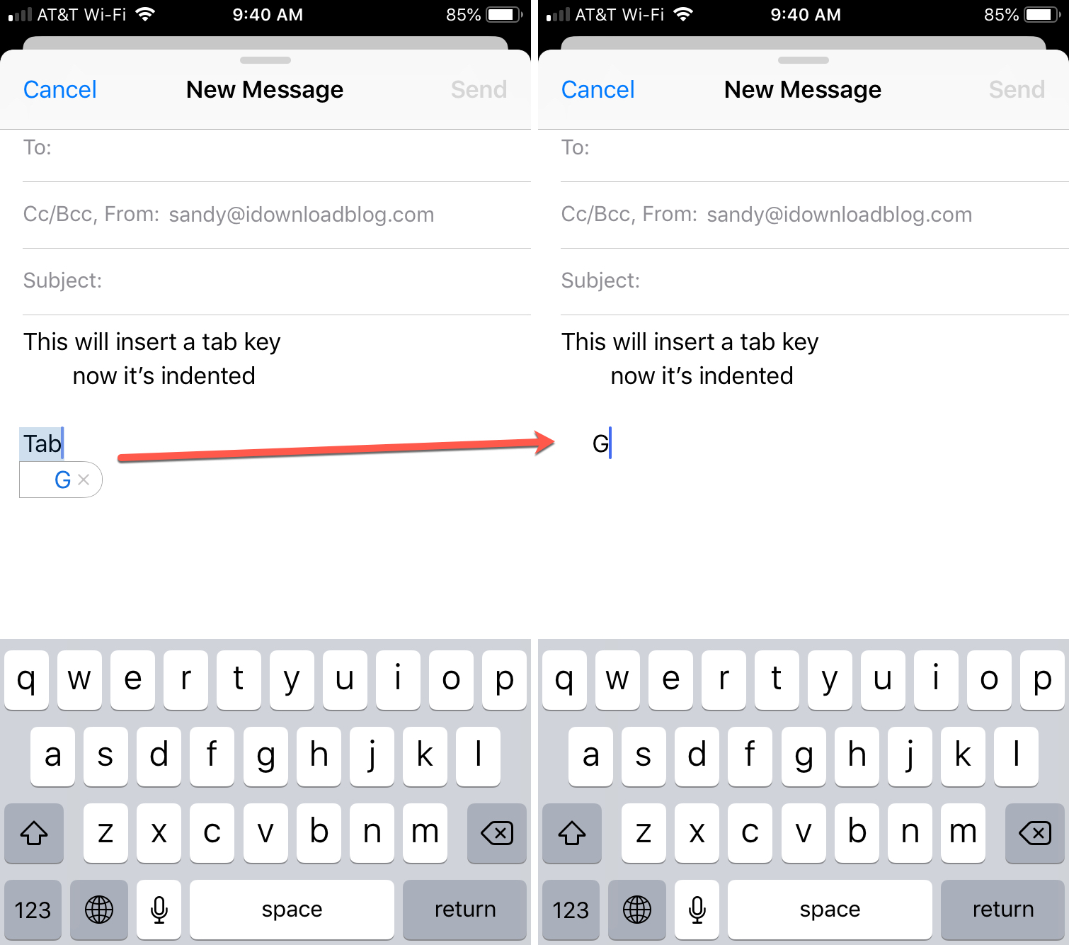 Inserisci il carattere della scheda con il collegamento su iPhone