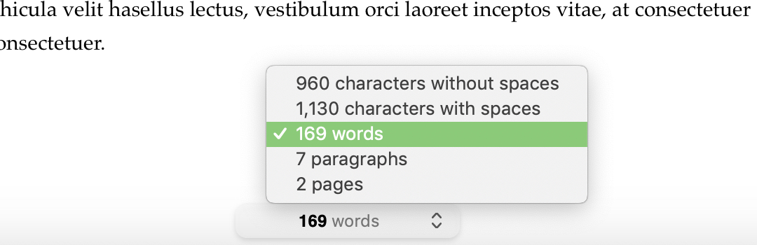 Conteggio parole di pagine su Mac